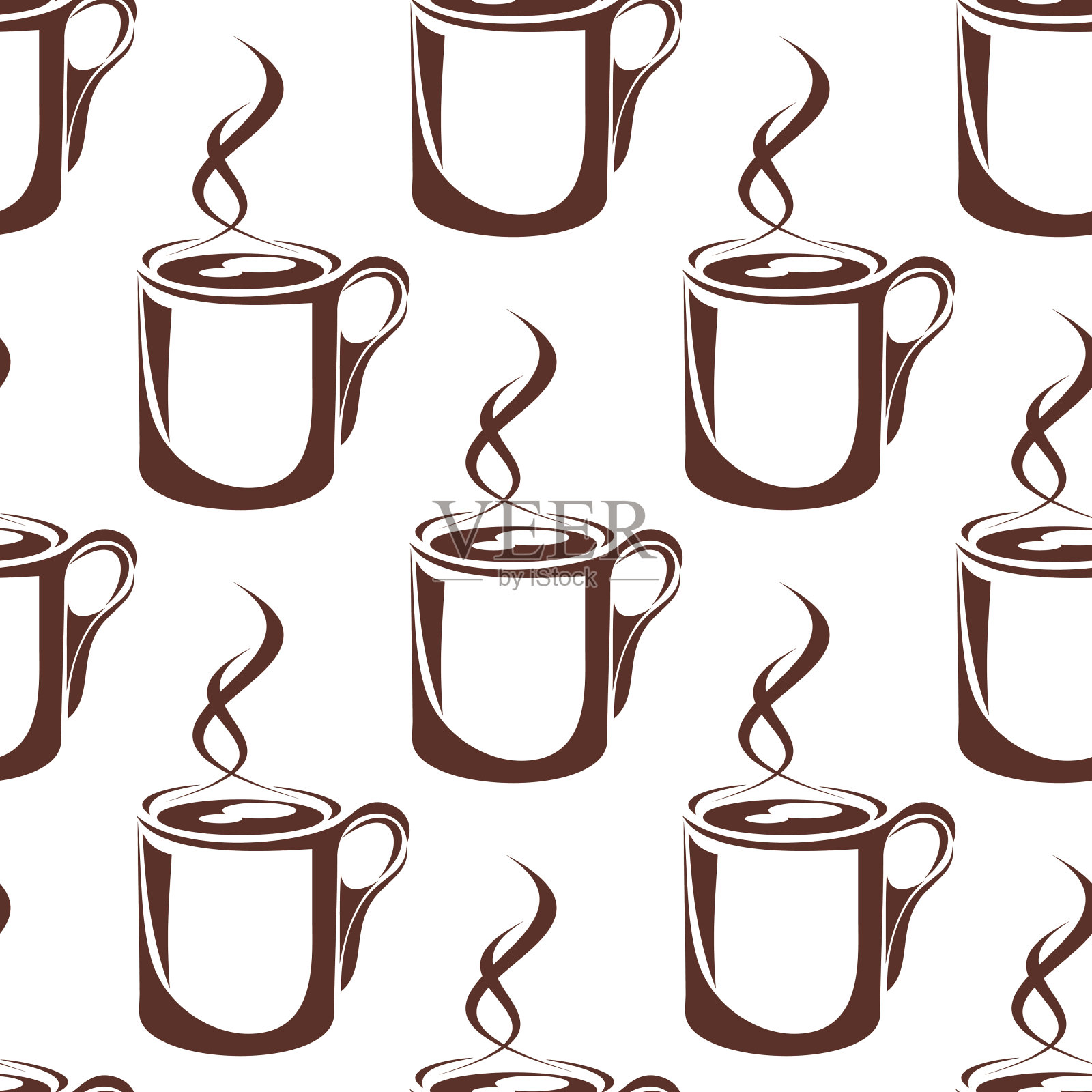 棕色热咖啡杯无缝图案插画图片素材
