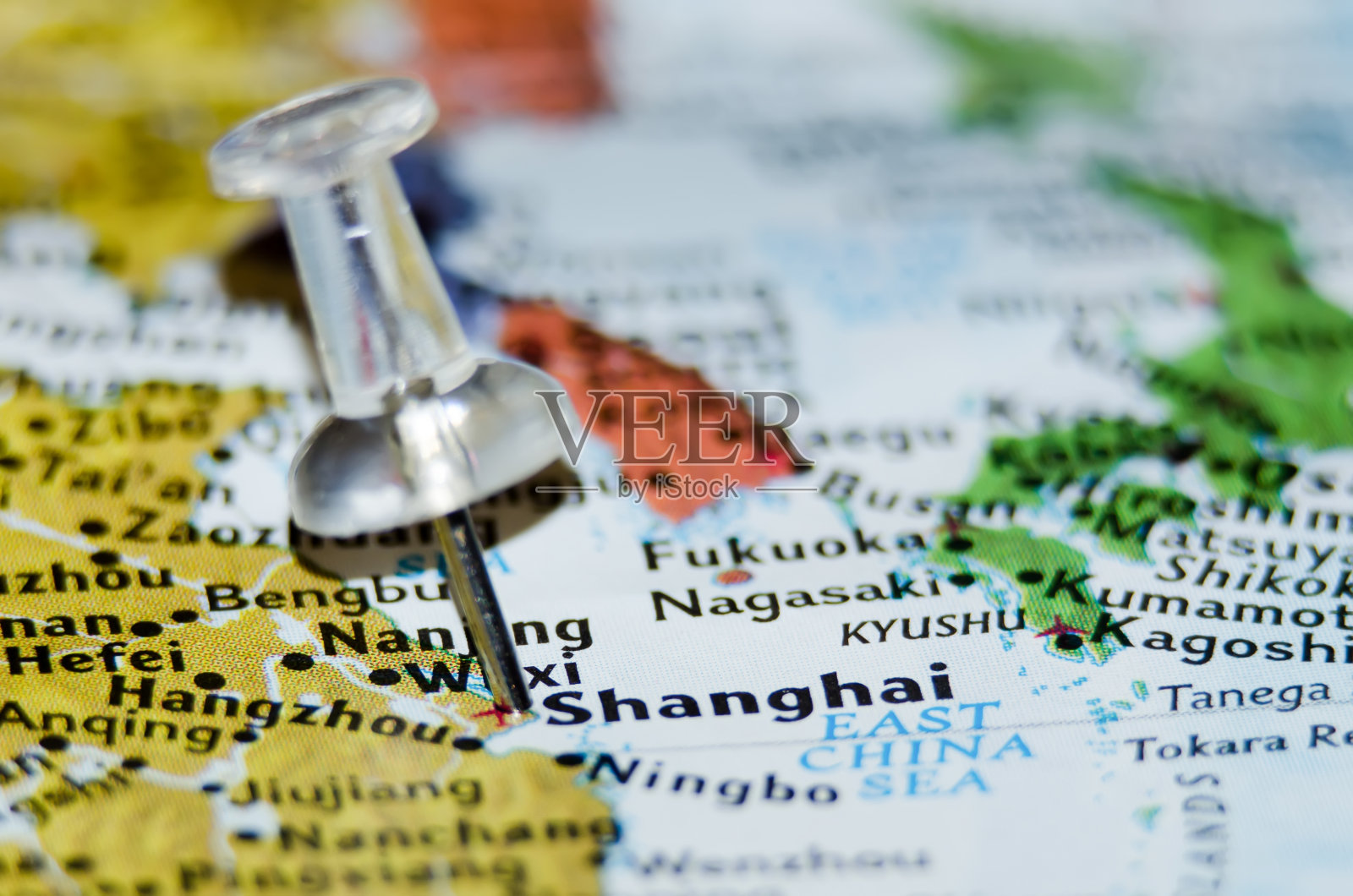 地图上的中国上海城市大头针照片摄影图片