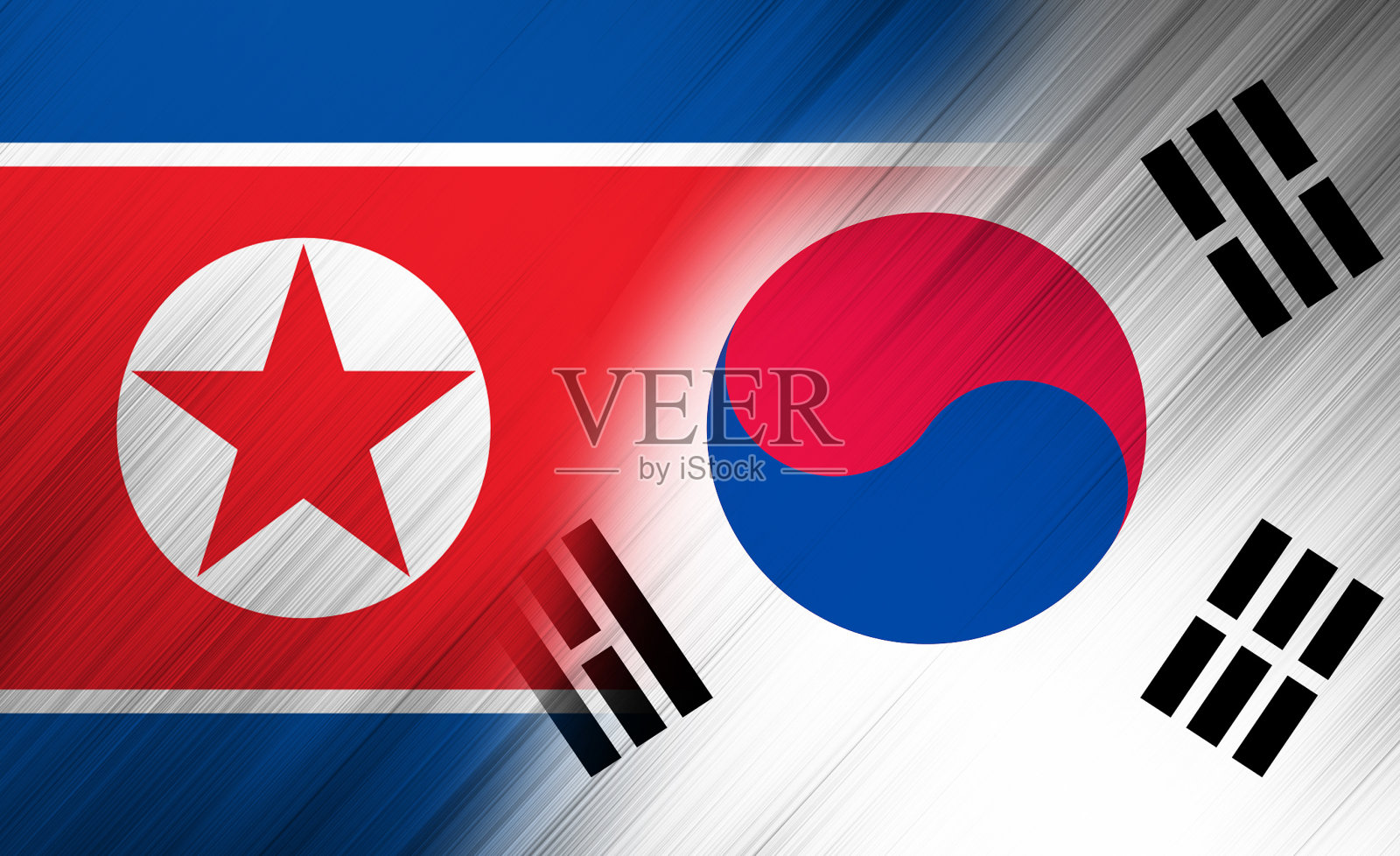 朝鲜和韩国的国旗照片摄影图片