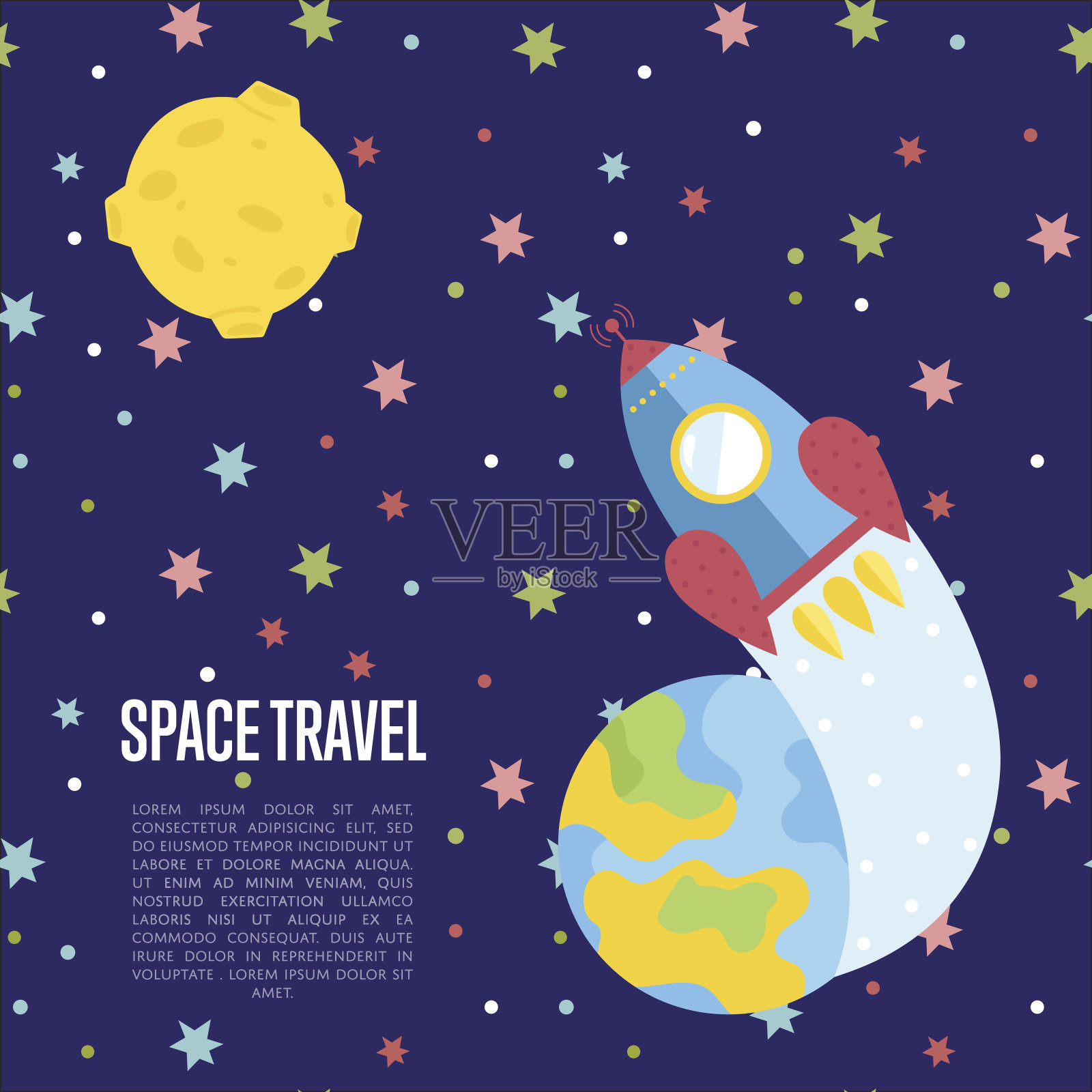 太空旅行卡通矢量网页模板插画图片素材