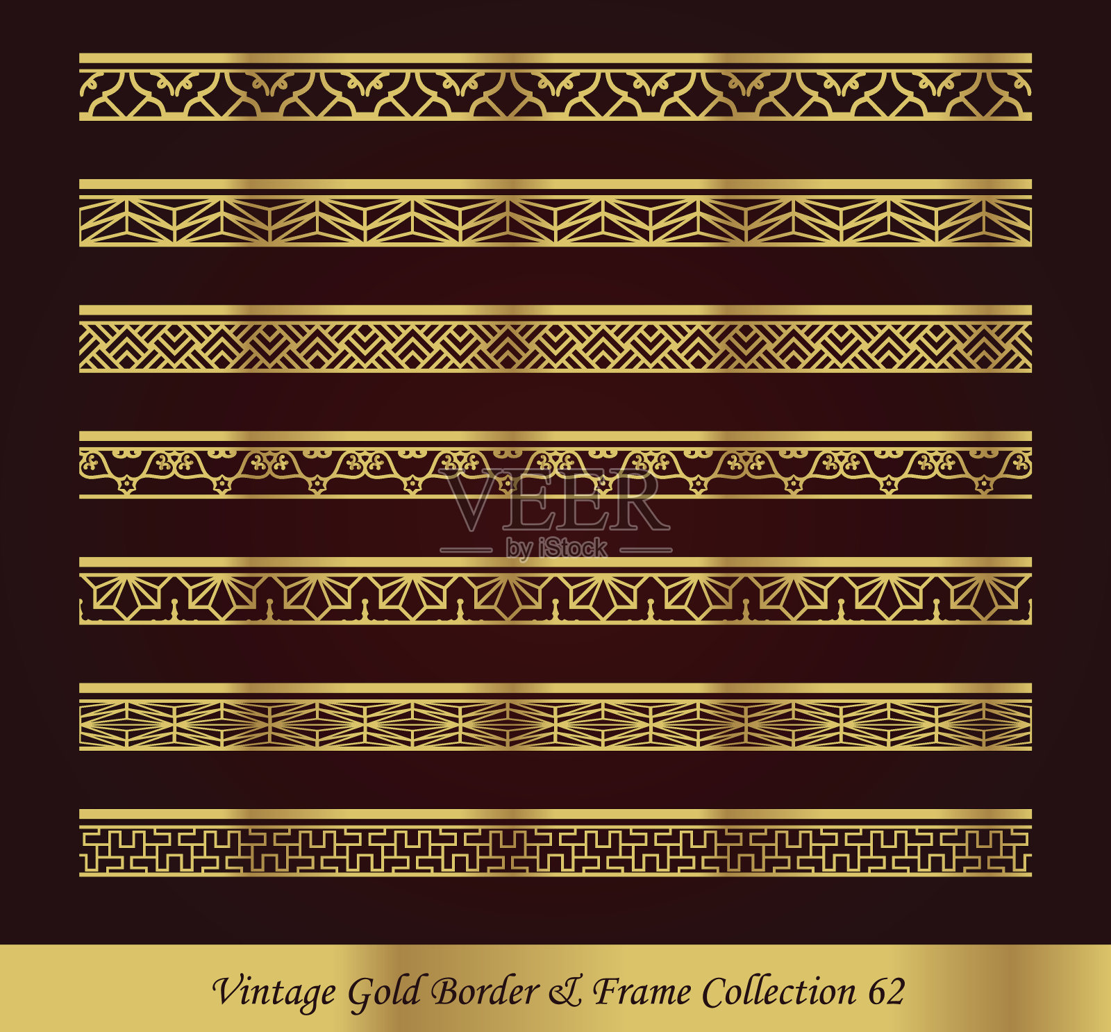 复古的黄金边框矢量集合62设计元素图片