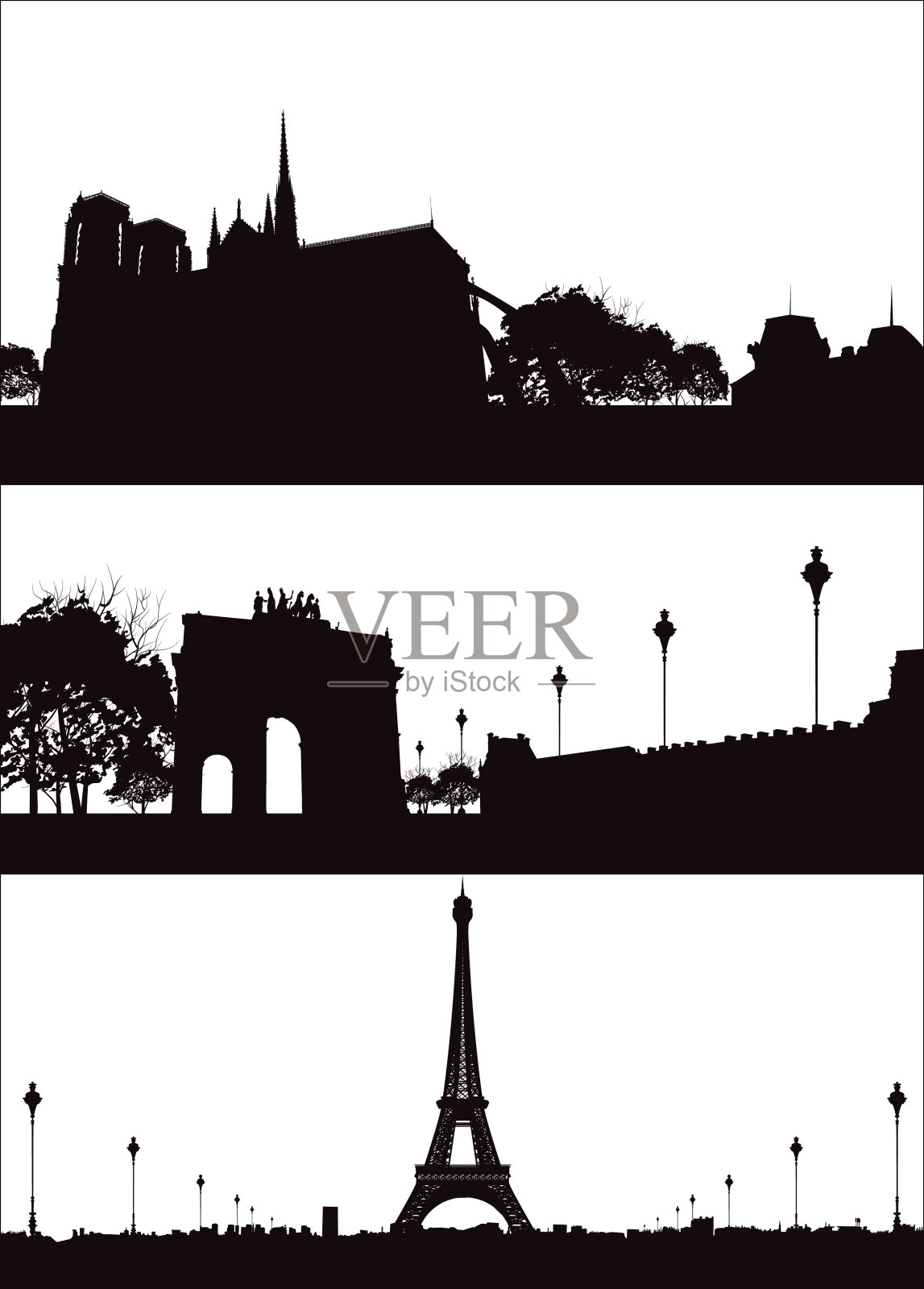 巴黎城市的天际线插画图片素材