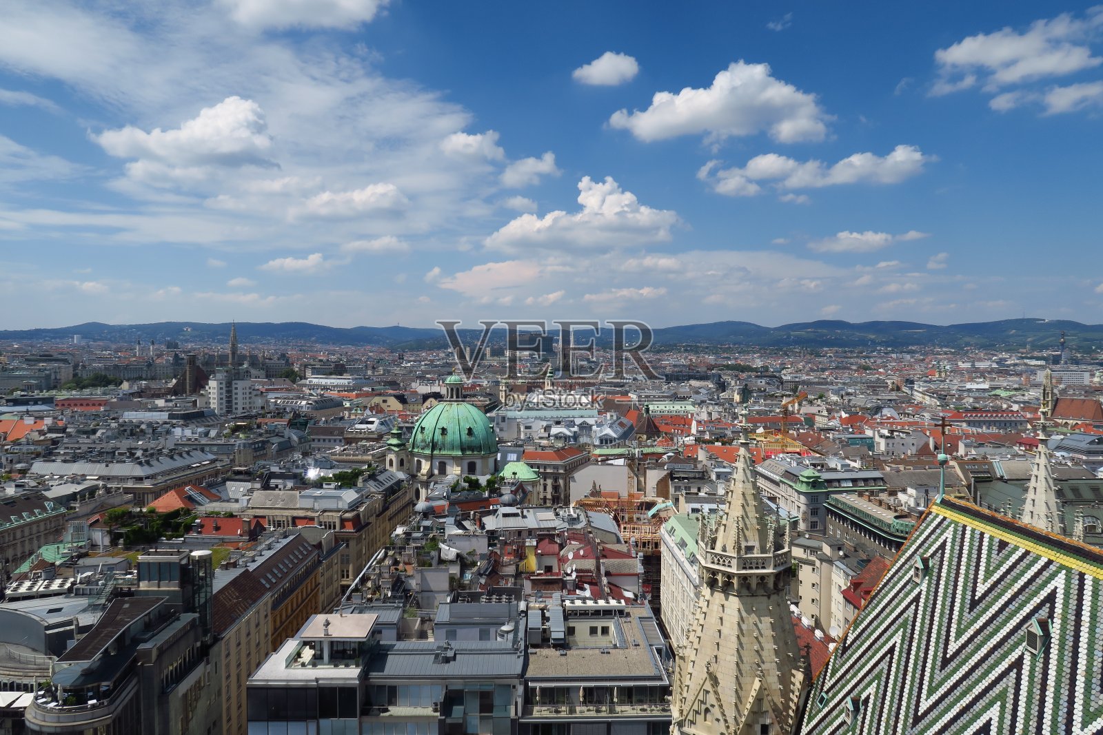 奥地利首都维也纳第一区的天际线照片摄影图片