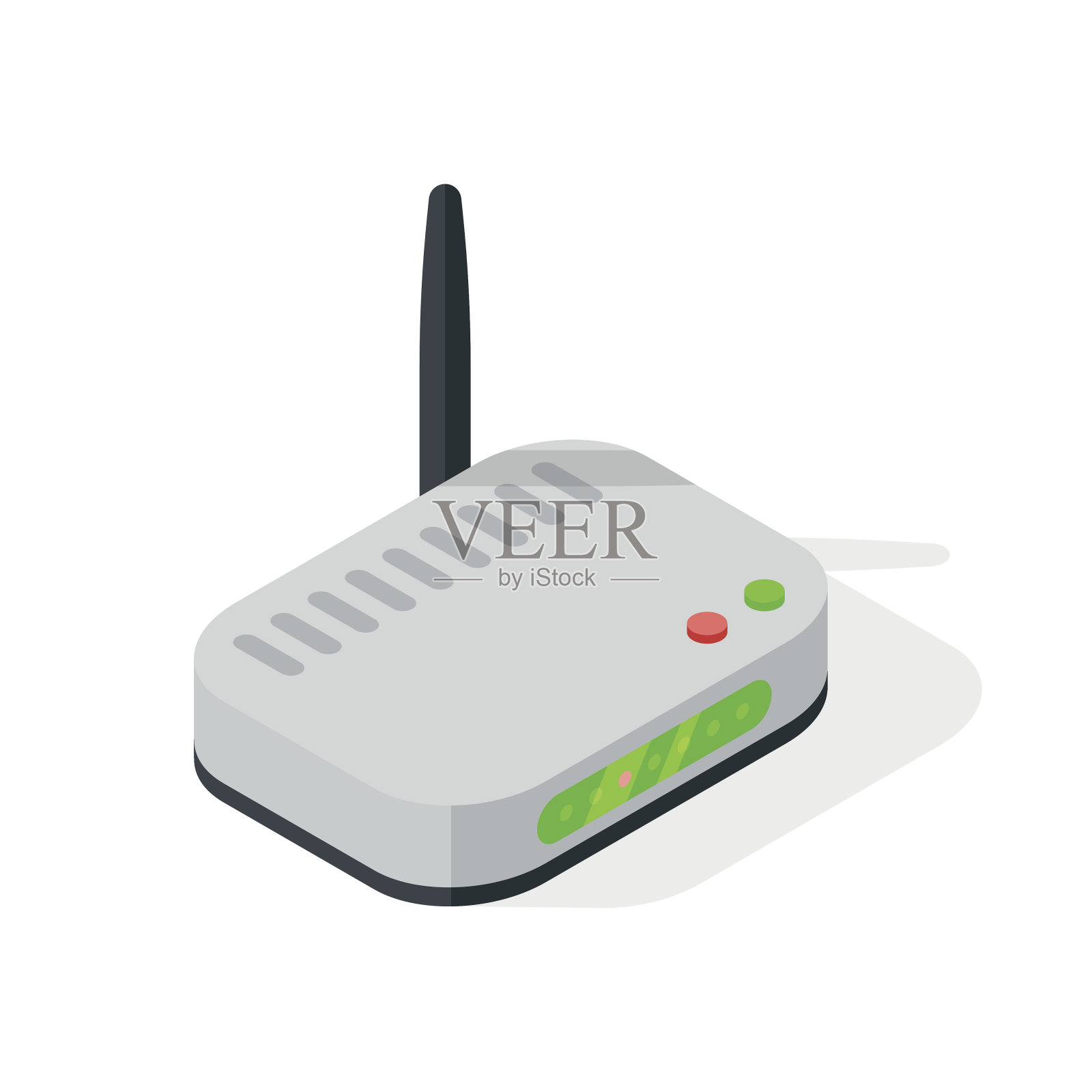 等距wi-fi调制解调器路由器插图隔离在白色。设计元素图片