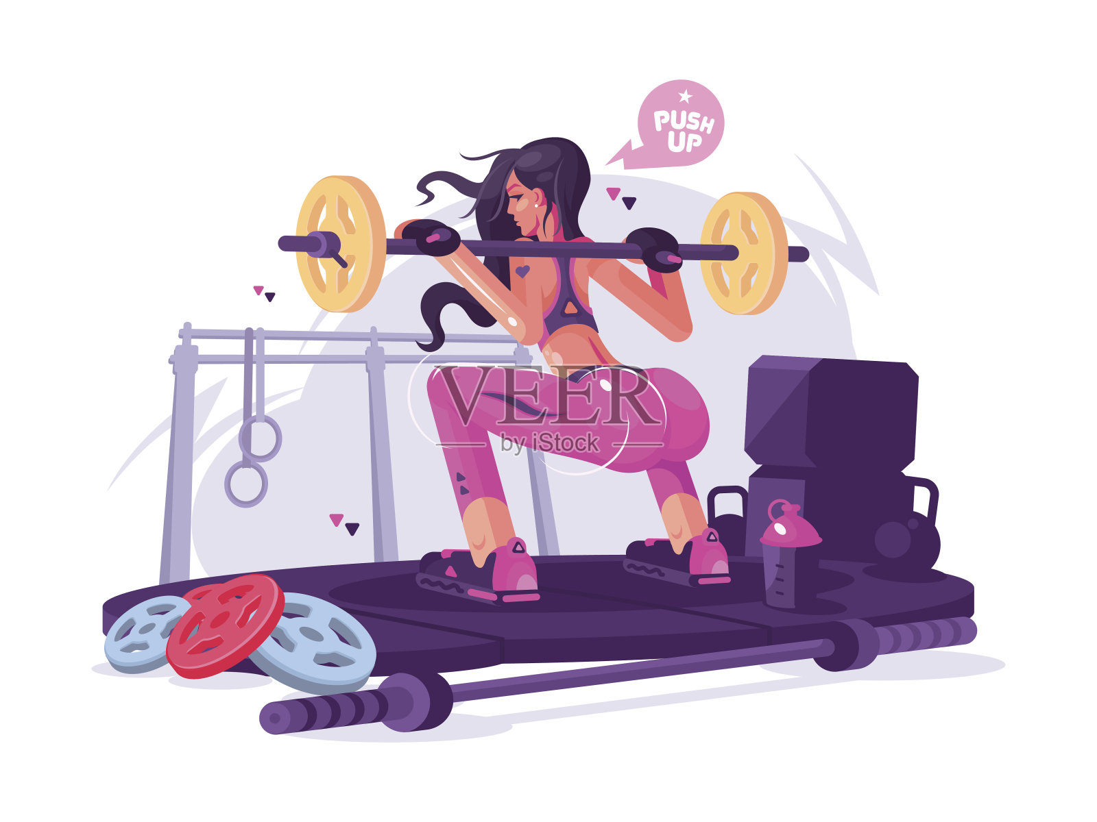 健身房的健身女孩插画图片素材