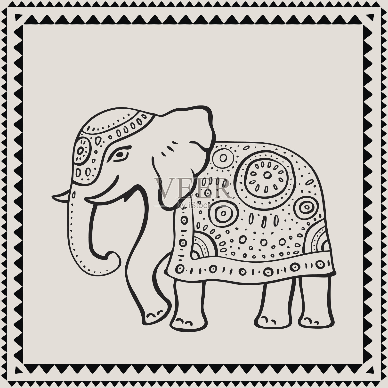 民族的大象。印度的风格。插画图片素材