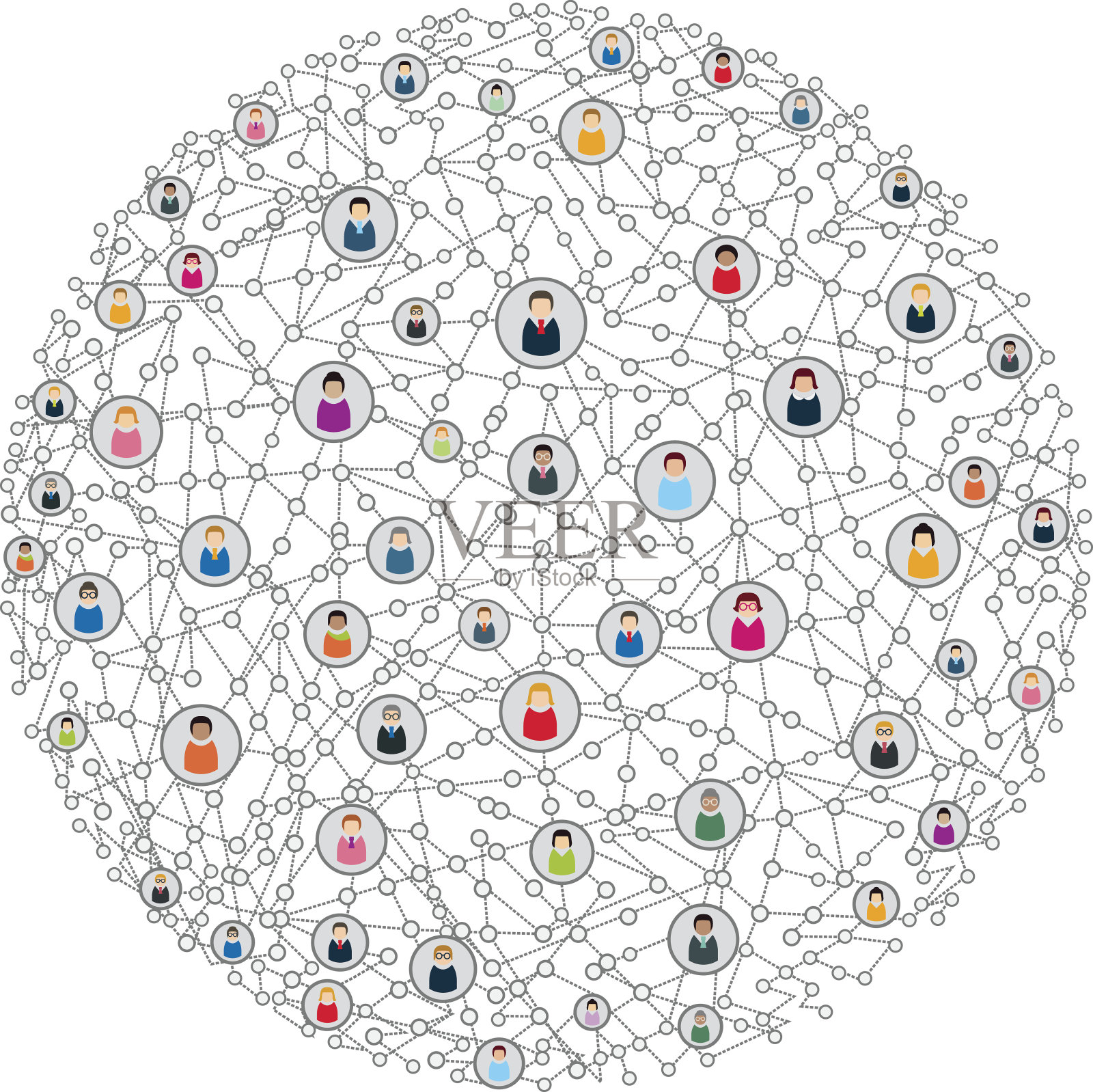 社交网络插图，包含人与人之间的联系。插画图片素材