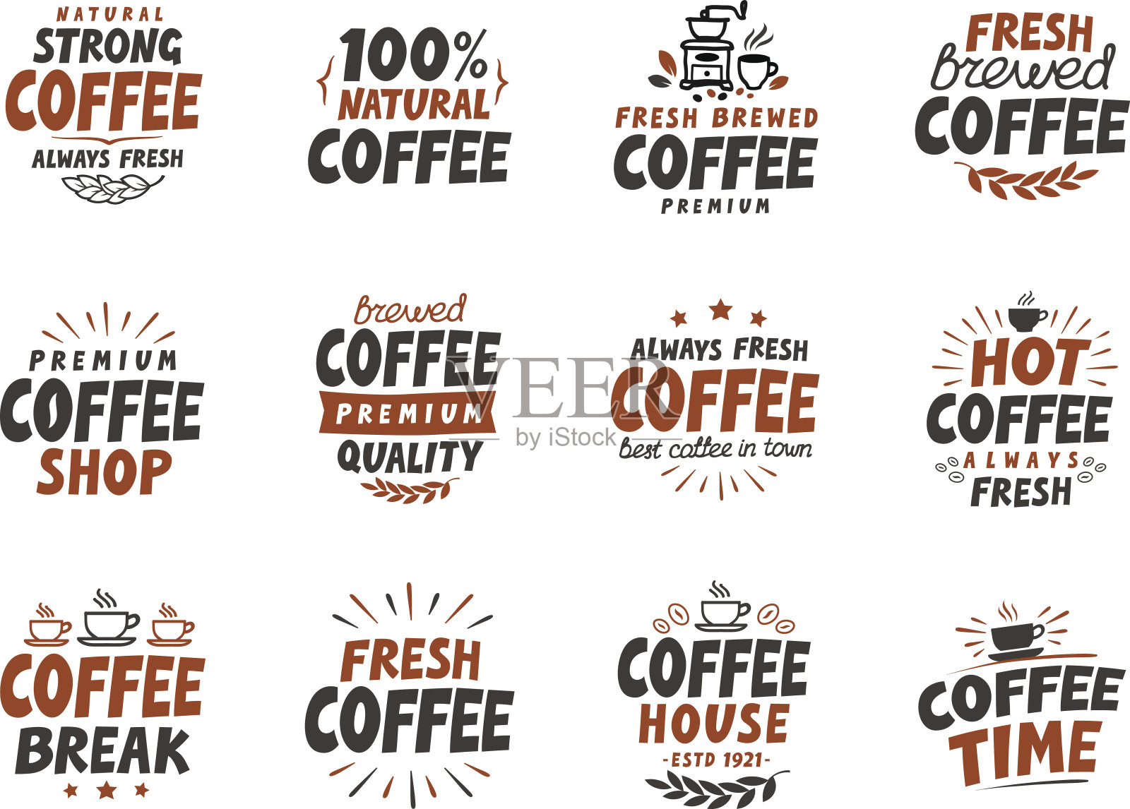 向量咖啡元素的集合。菜单符号为餐厅设计插画图片素材