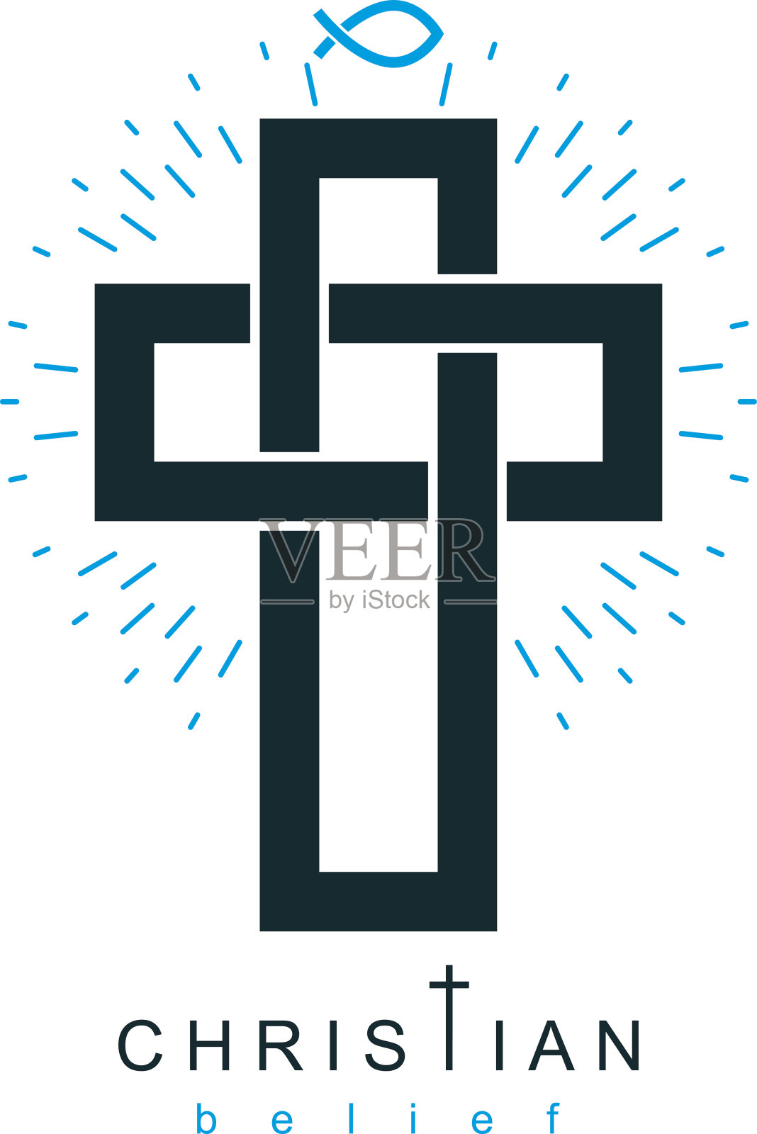 基督教十字矢量符号，基督教上帝宗教图标。插画图片素材