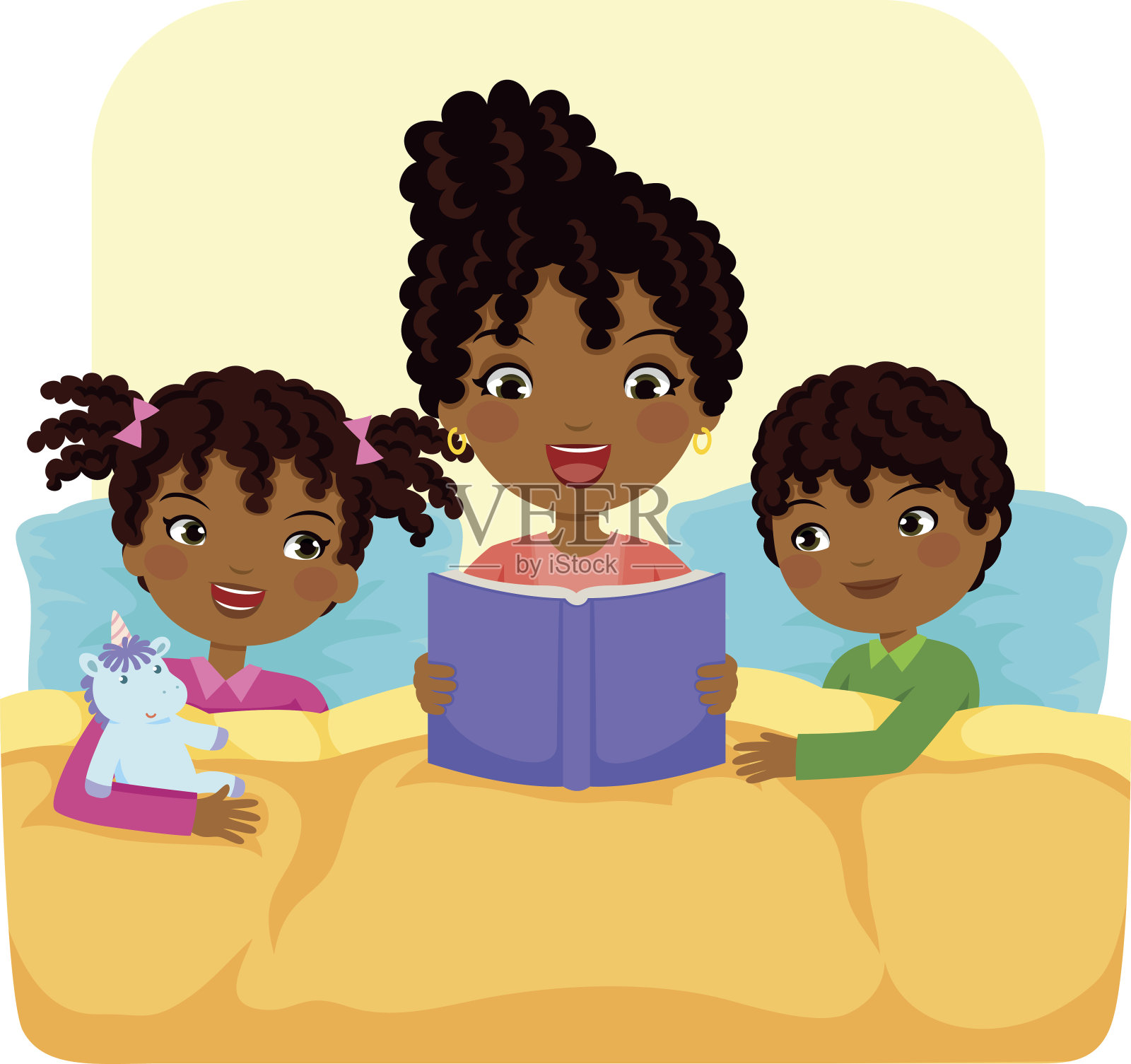 黑人家庭阅读故事设计元素图片