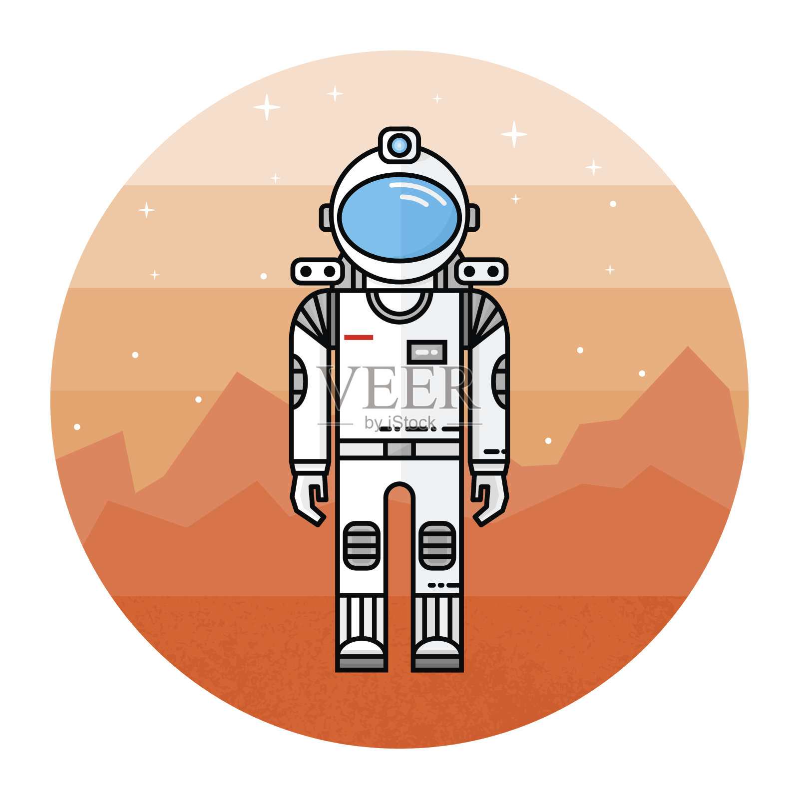 宇航员在太空中。人类的火星任务。插画图片素材