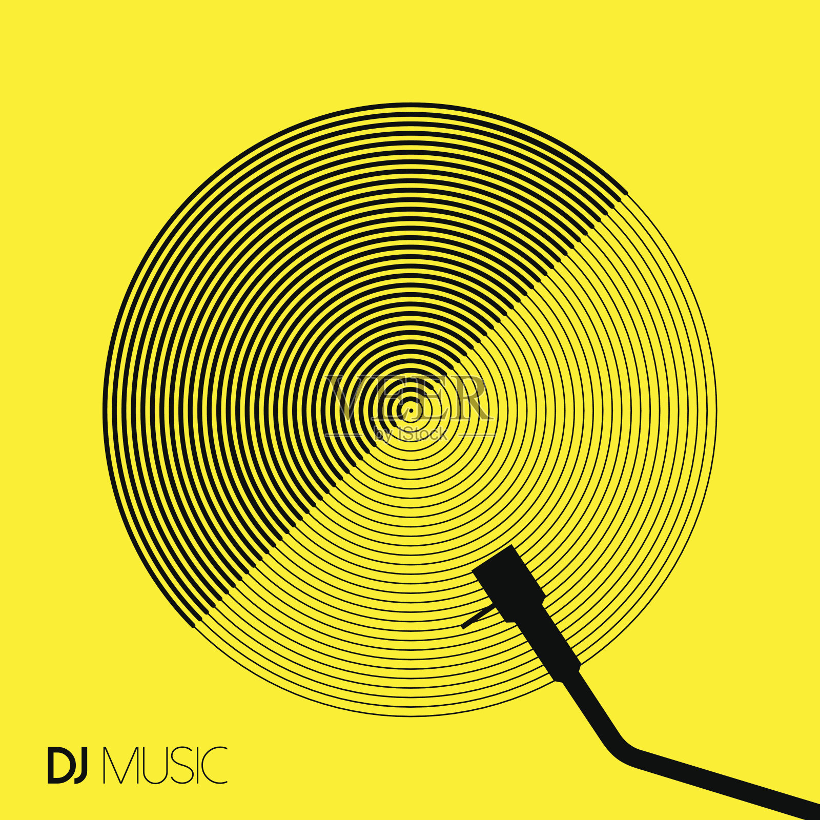 DJ音乐设计几何圈黑胶线艺术插画图片素材