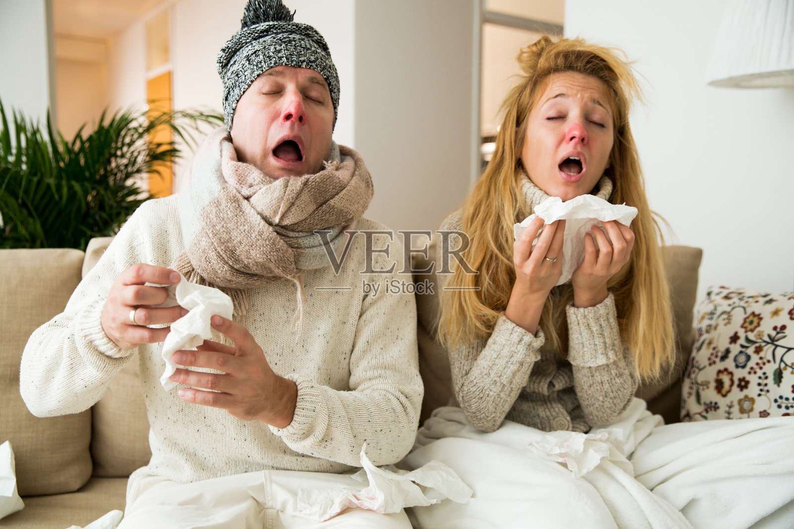 生病的夫妇感冒照片摄影图片