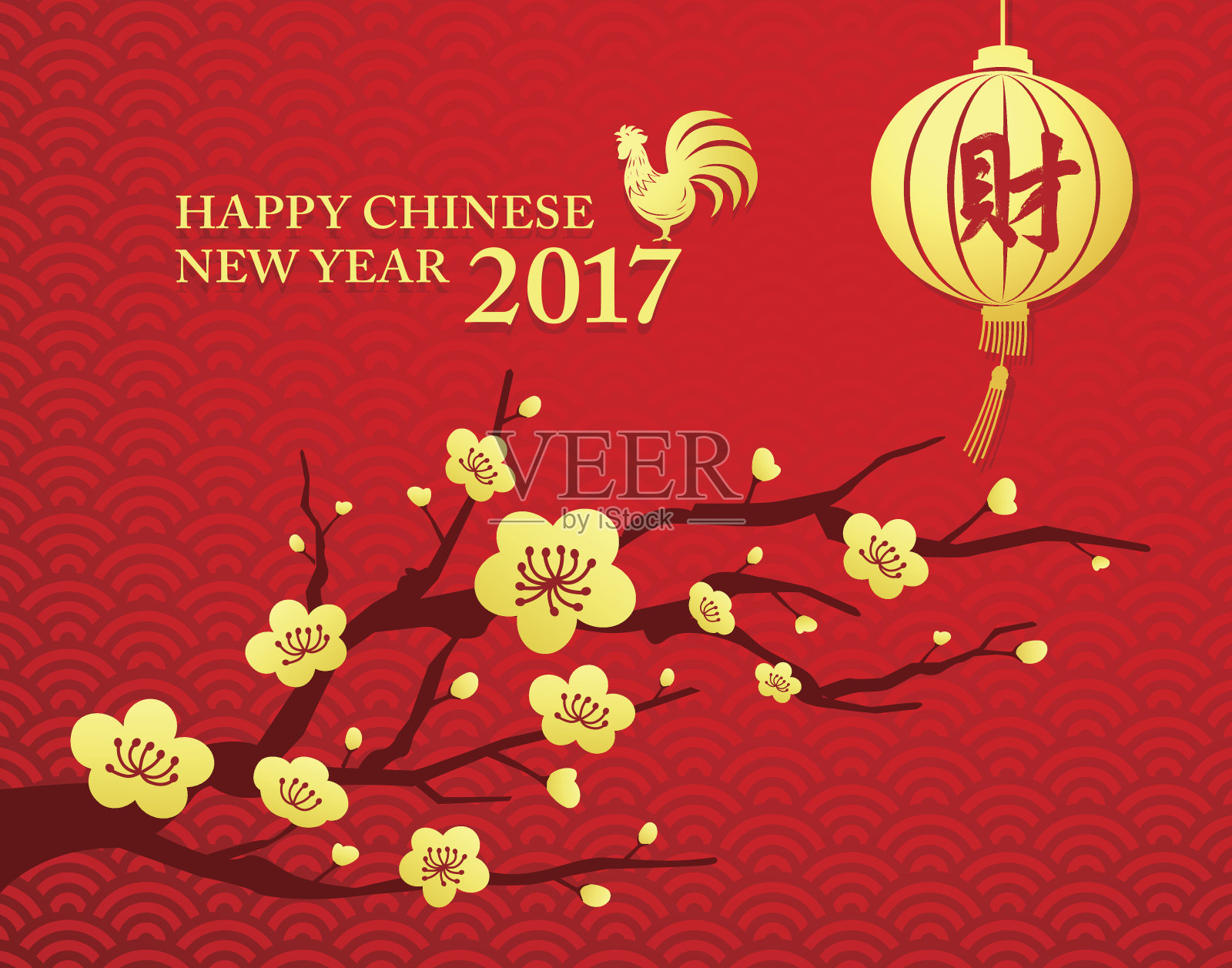 新年快乐，中国的国花插画图片素材