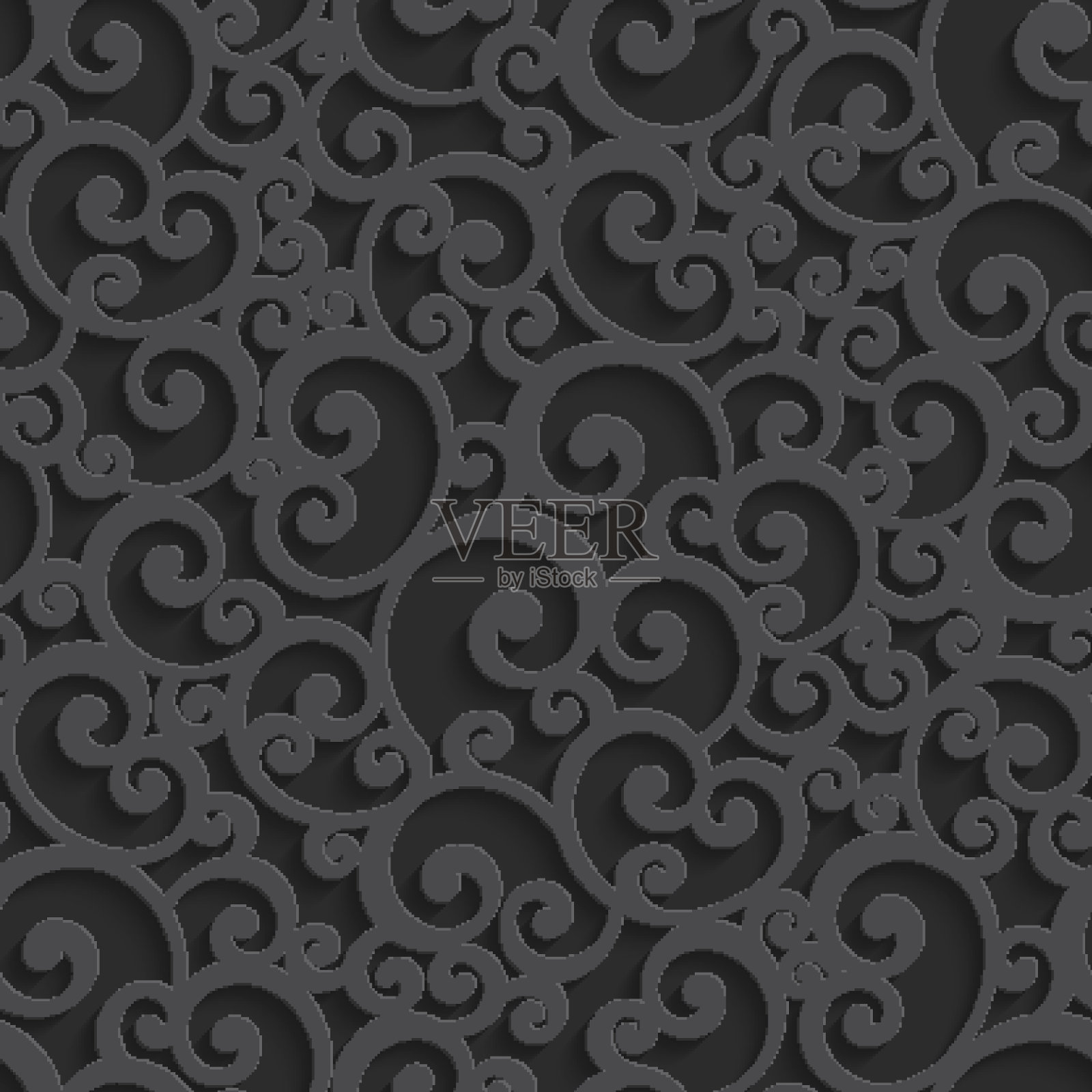 矢量黑色3d漩涡无缝模式插画图片素材