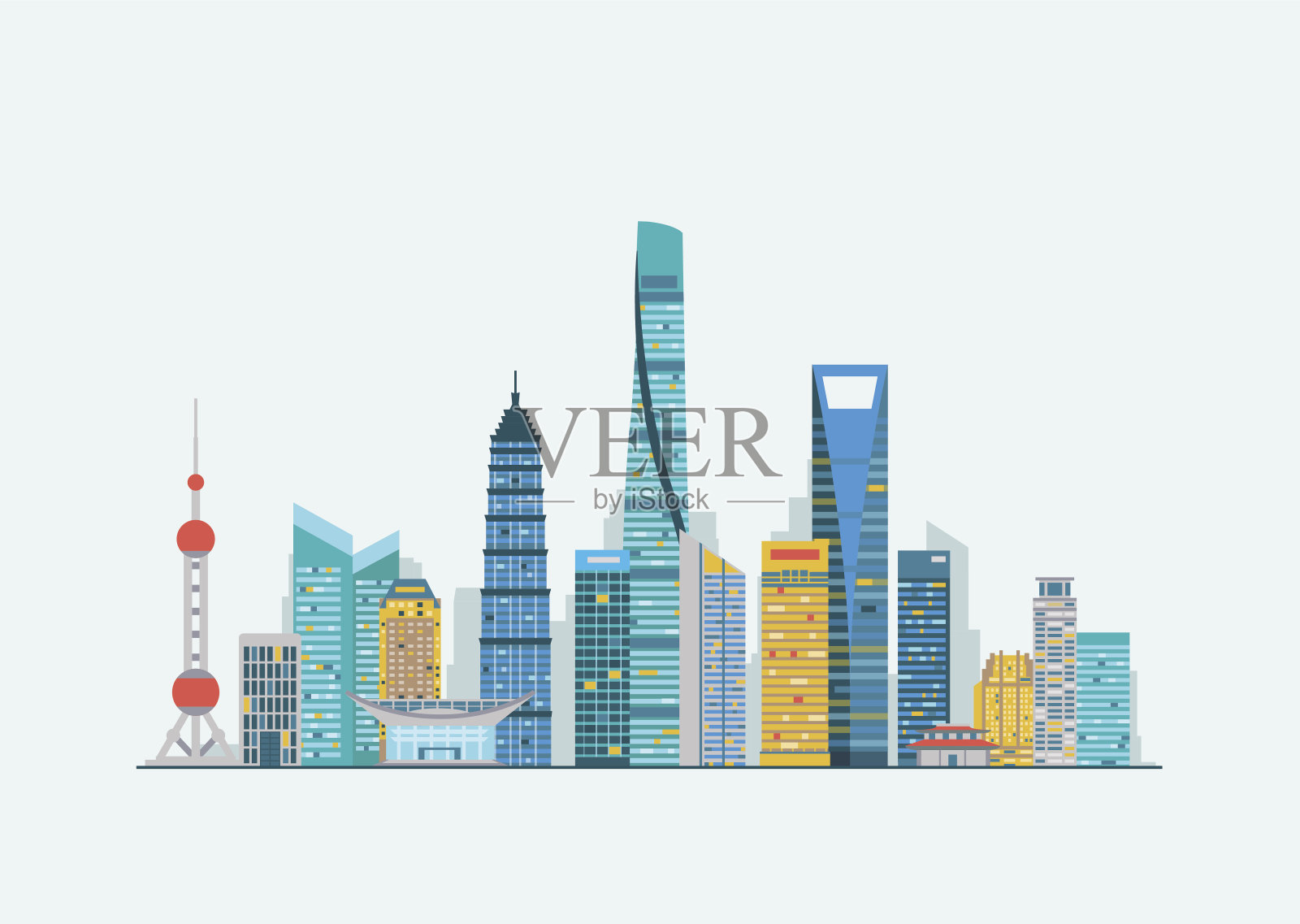 上海抽象的天际线插画图片素材