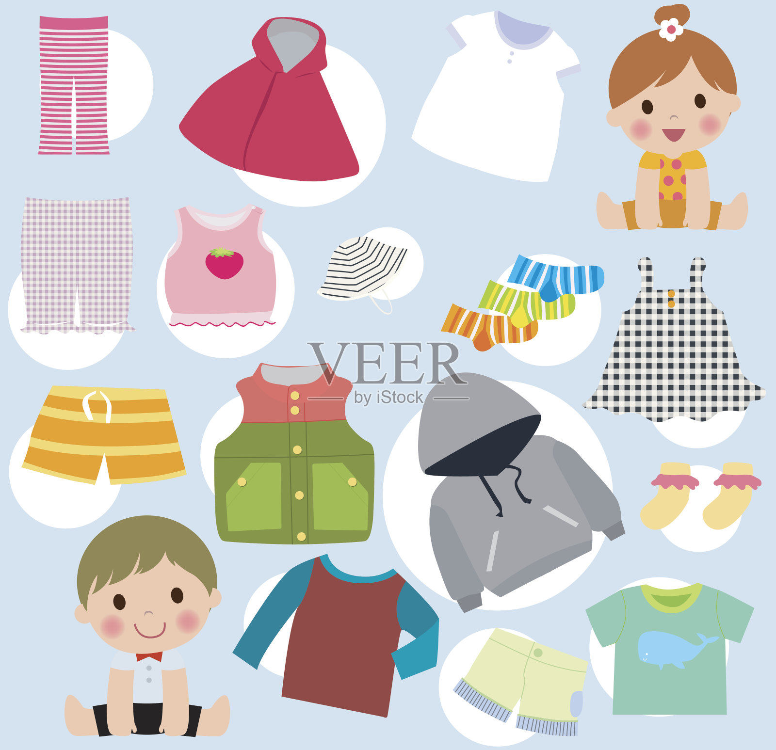 婴儿衣服-向量颜色插图设计元素图片