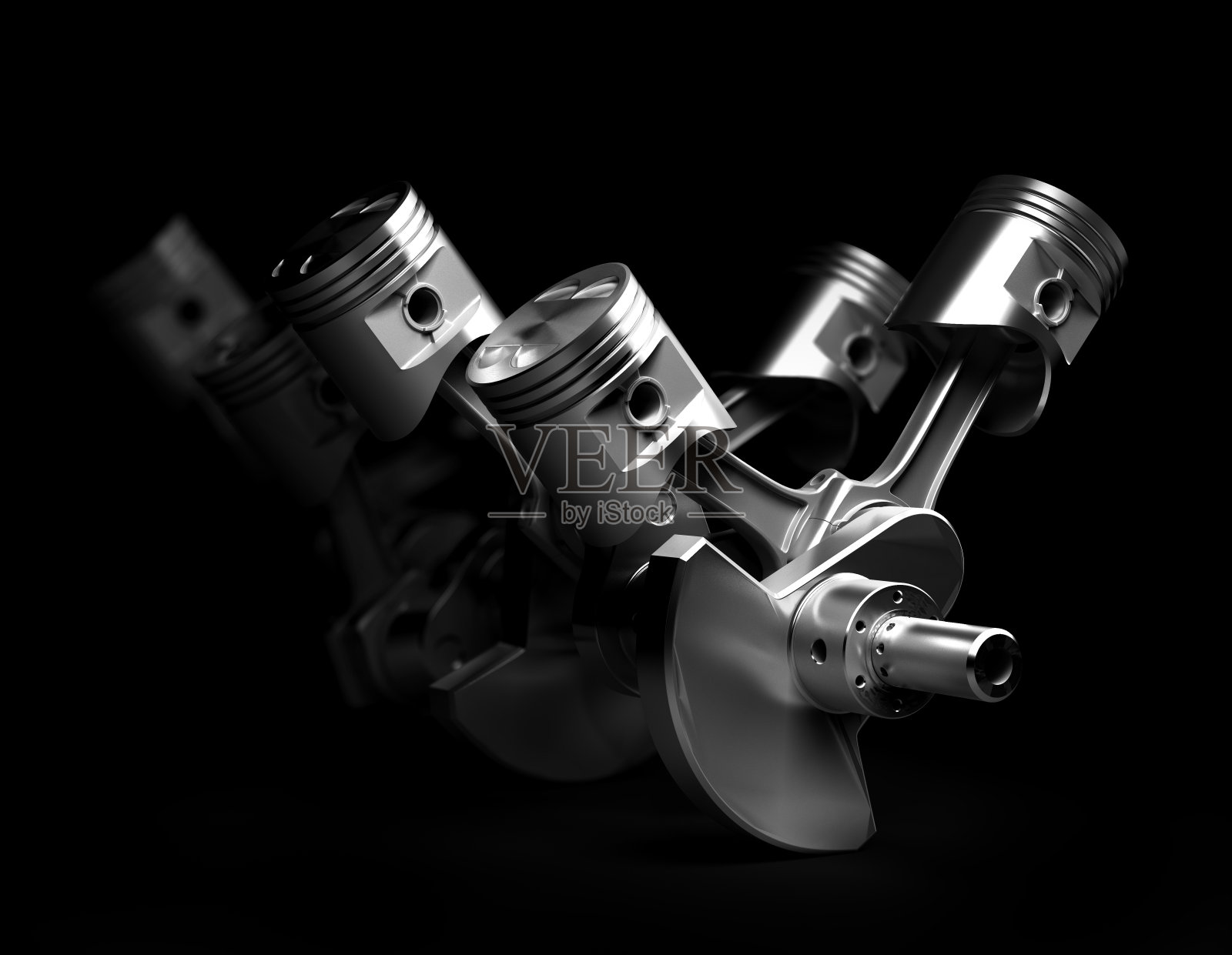 3d渲染V8引擎活塞照片摄影图片
