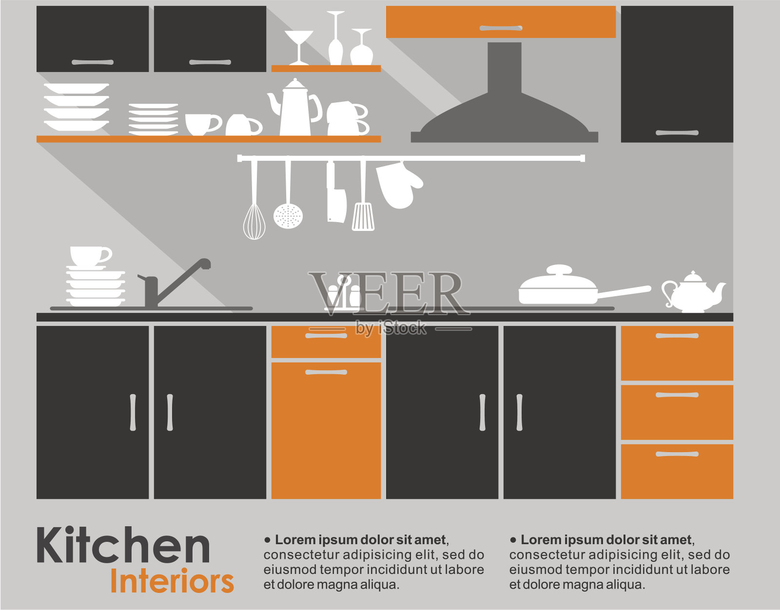 厨房室内平面设计插画图片素材