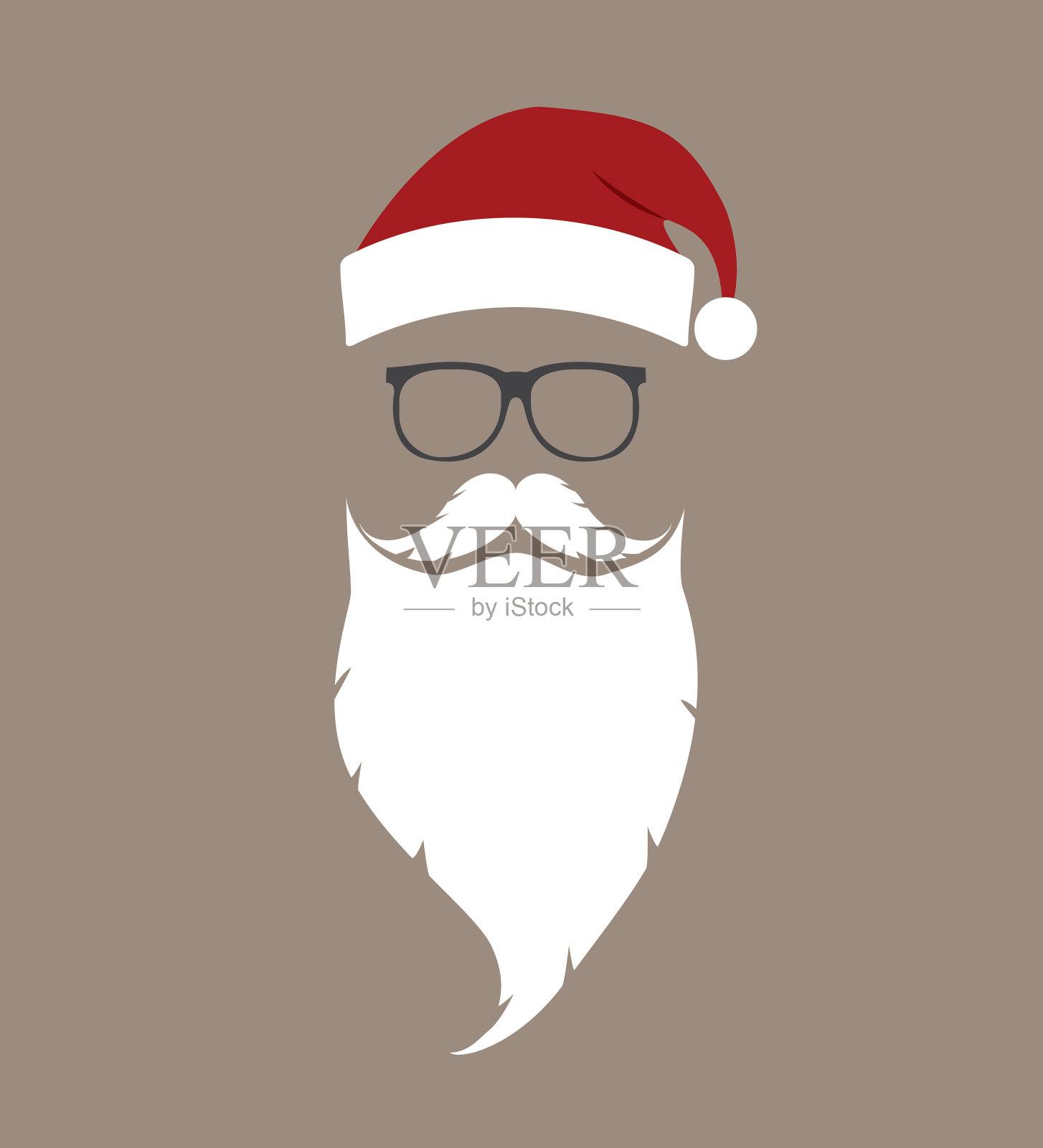 帽子，胡子和眼镜的圣诞老人插画图片素材