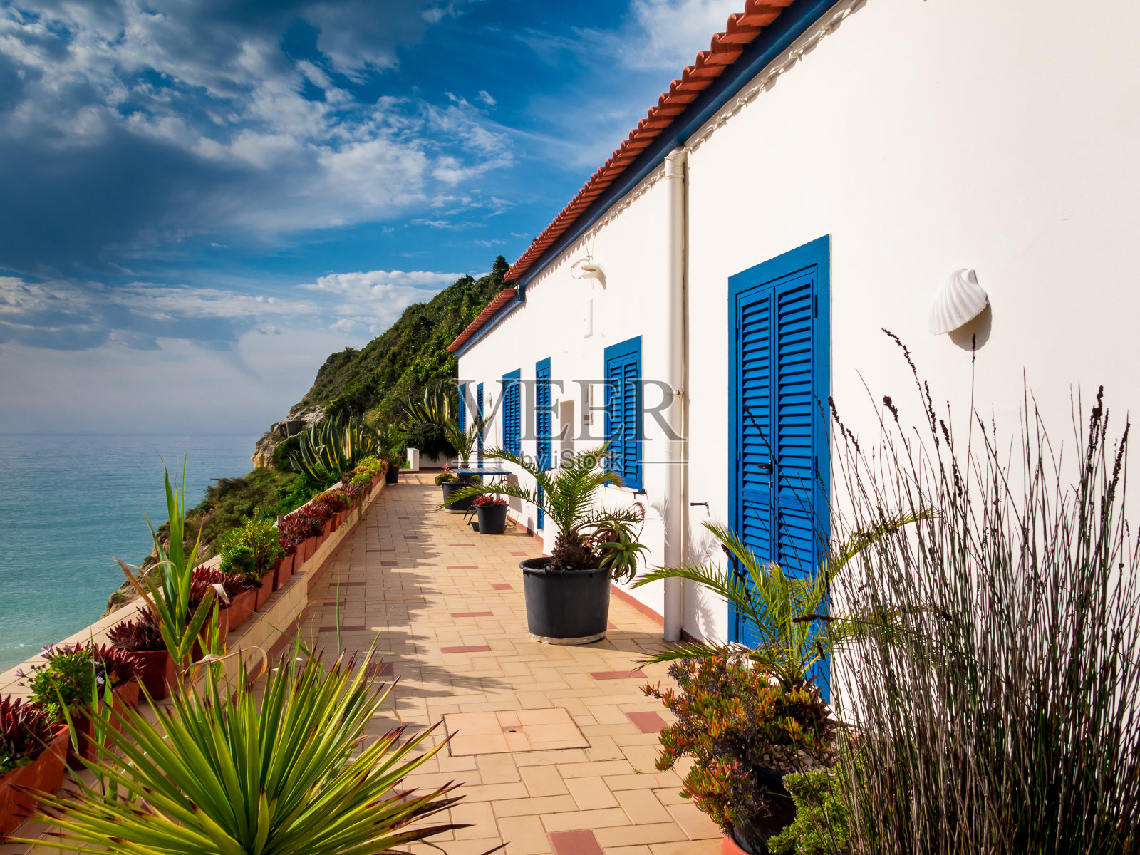 典型的葡萄牙阿尔加维海岸住宅照片摄影图片