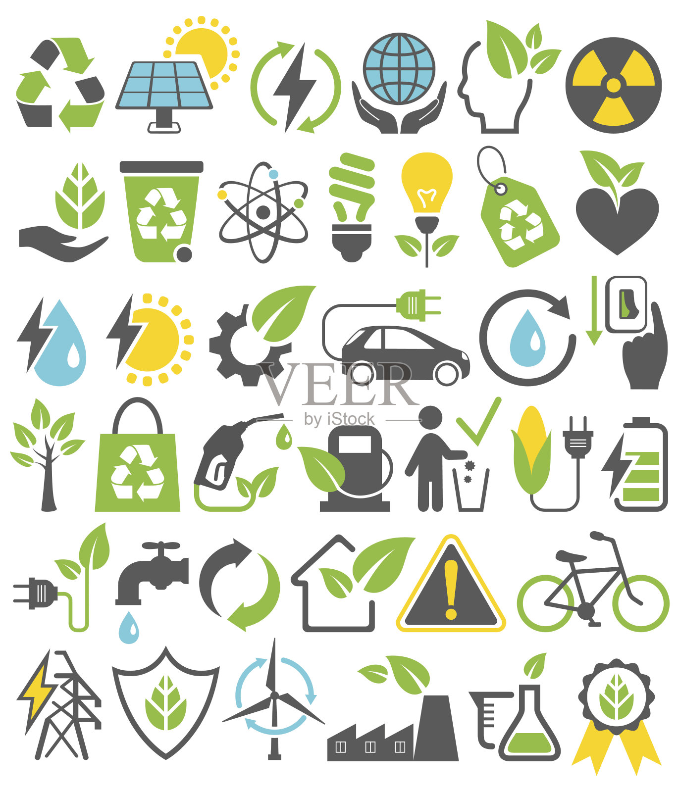 生态友好的生物绿色能源图标标志设置孤立插画图片素材