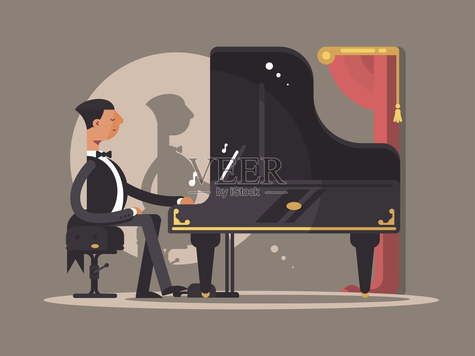 钢琴家在音乐会上表演插画图片素材