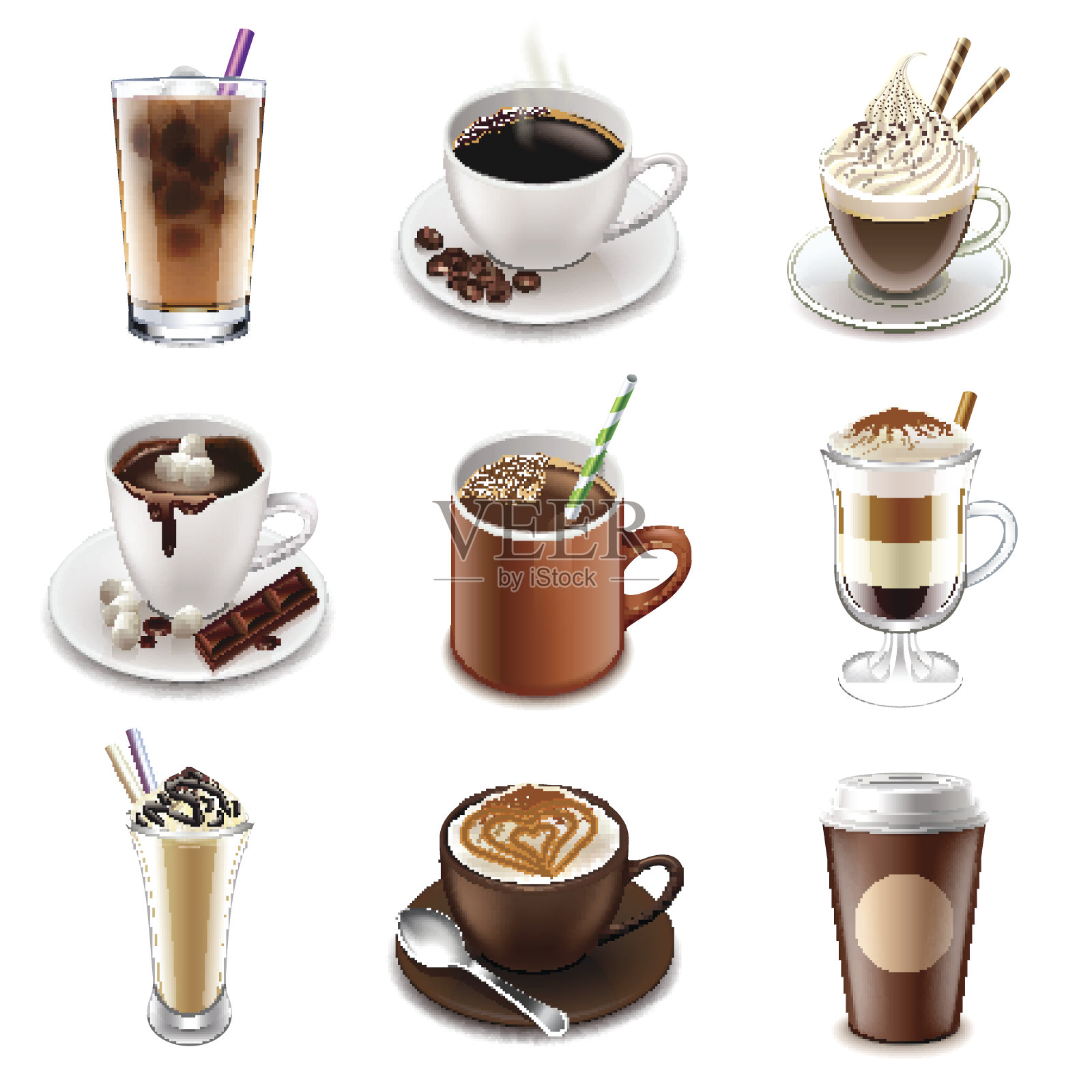 咖啡饮料图标向量集插画图片素材