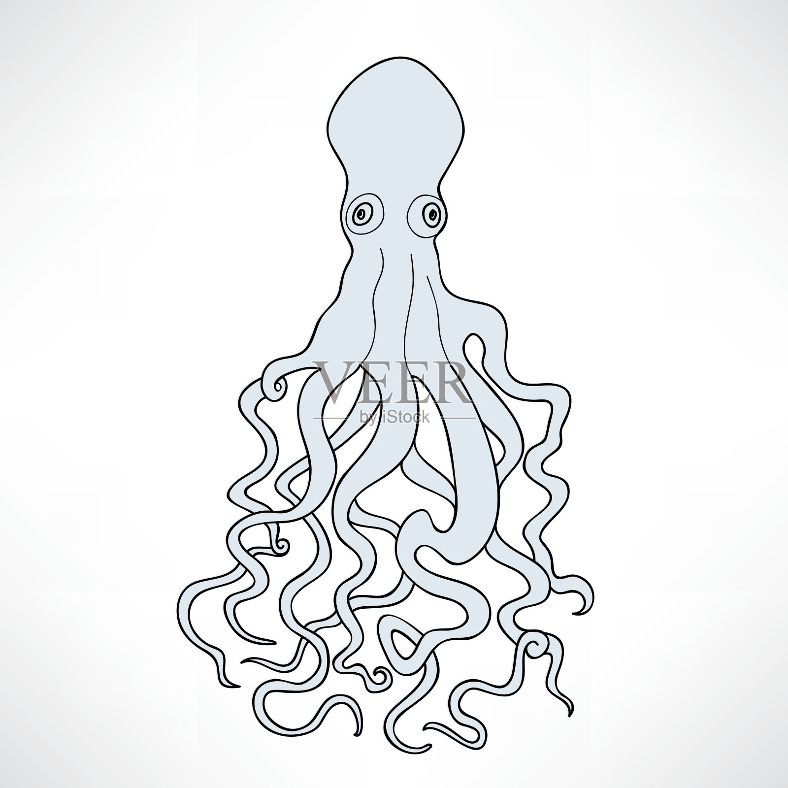 海怪章鱼画在白色背景上。插画图片素材_ID:424650525-Veer图库