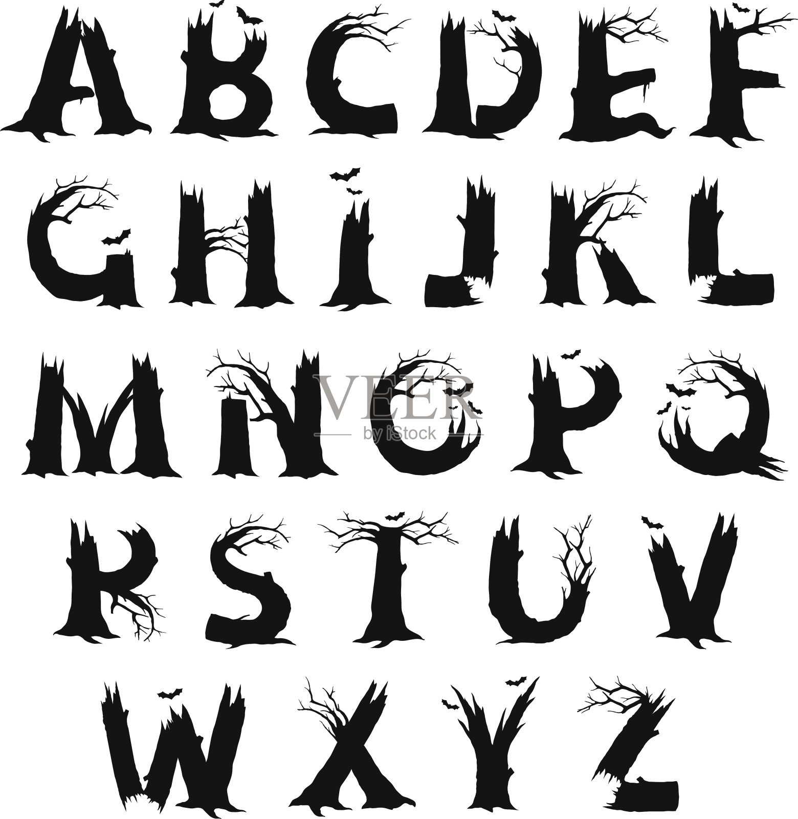 字母恐怖字母设计元素图片