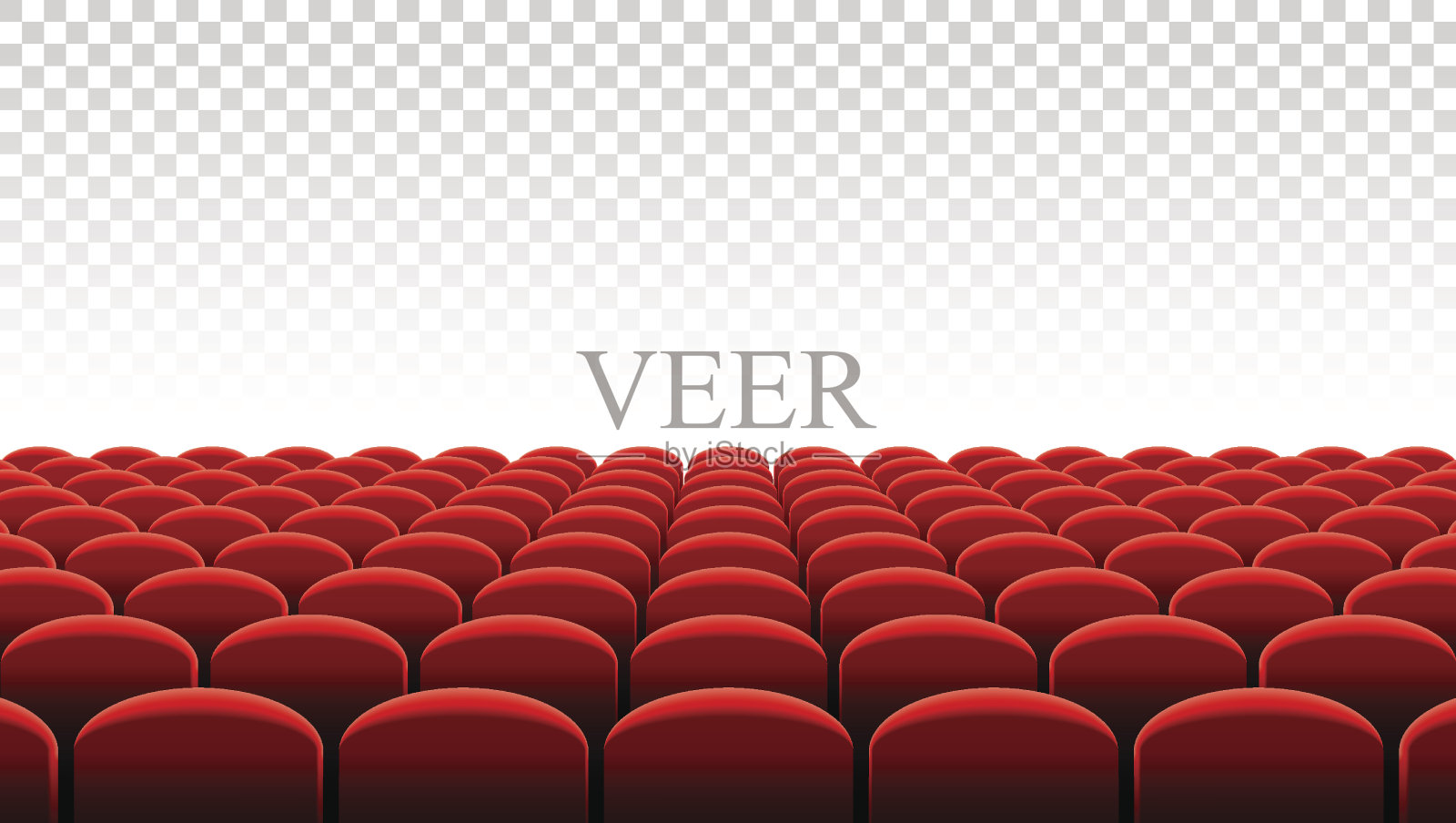矢量电影院或剧院一排排的红色座位插画图片素材