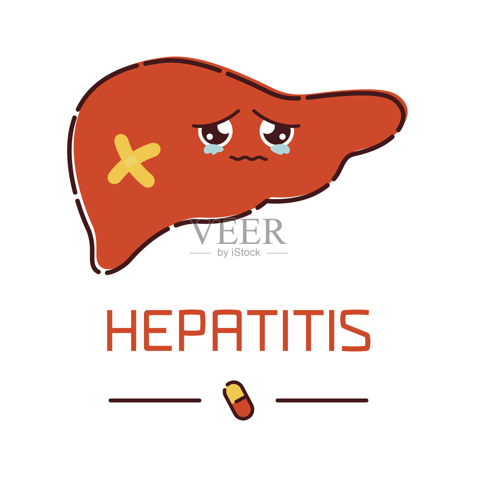 健康的肝脏图标卡哇伊风格的卡通插画图片素材_ID:418941322-Veer图库