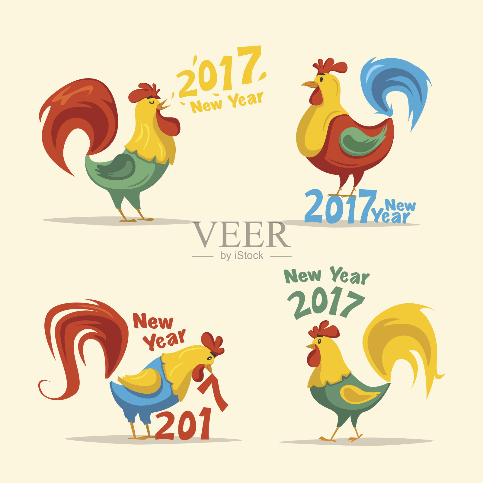 新年的象征。火公鸡。卡通矢量图插画图片素材