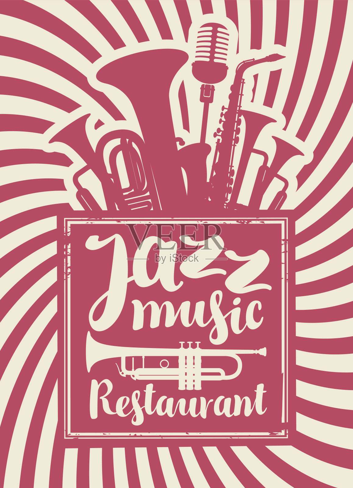 有爵士乐的餐厅插画图片素材