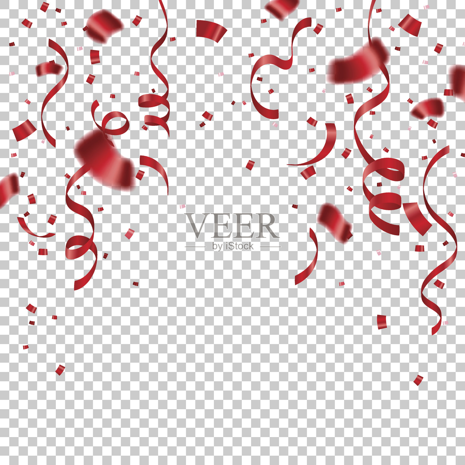 红丝带和五彩纸屑庆祝孤立透明设计元素图片