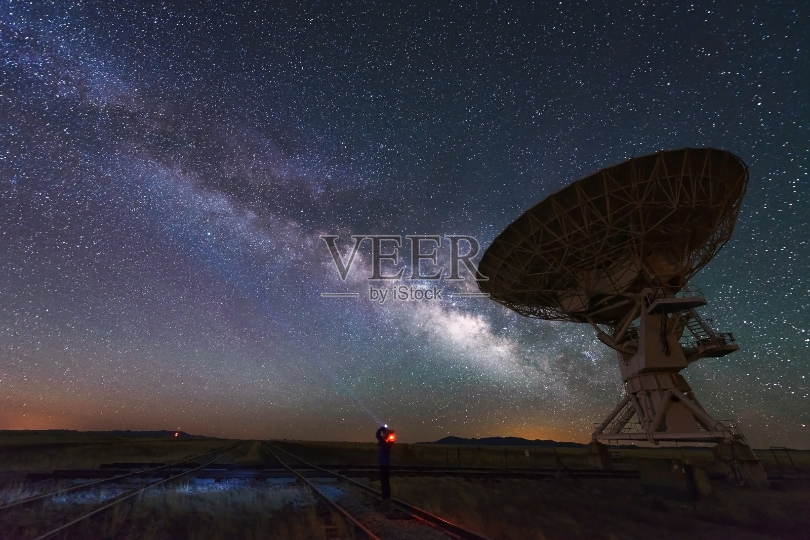 银河系和大天线盘，望远镜照片摄影图片