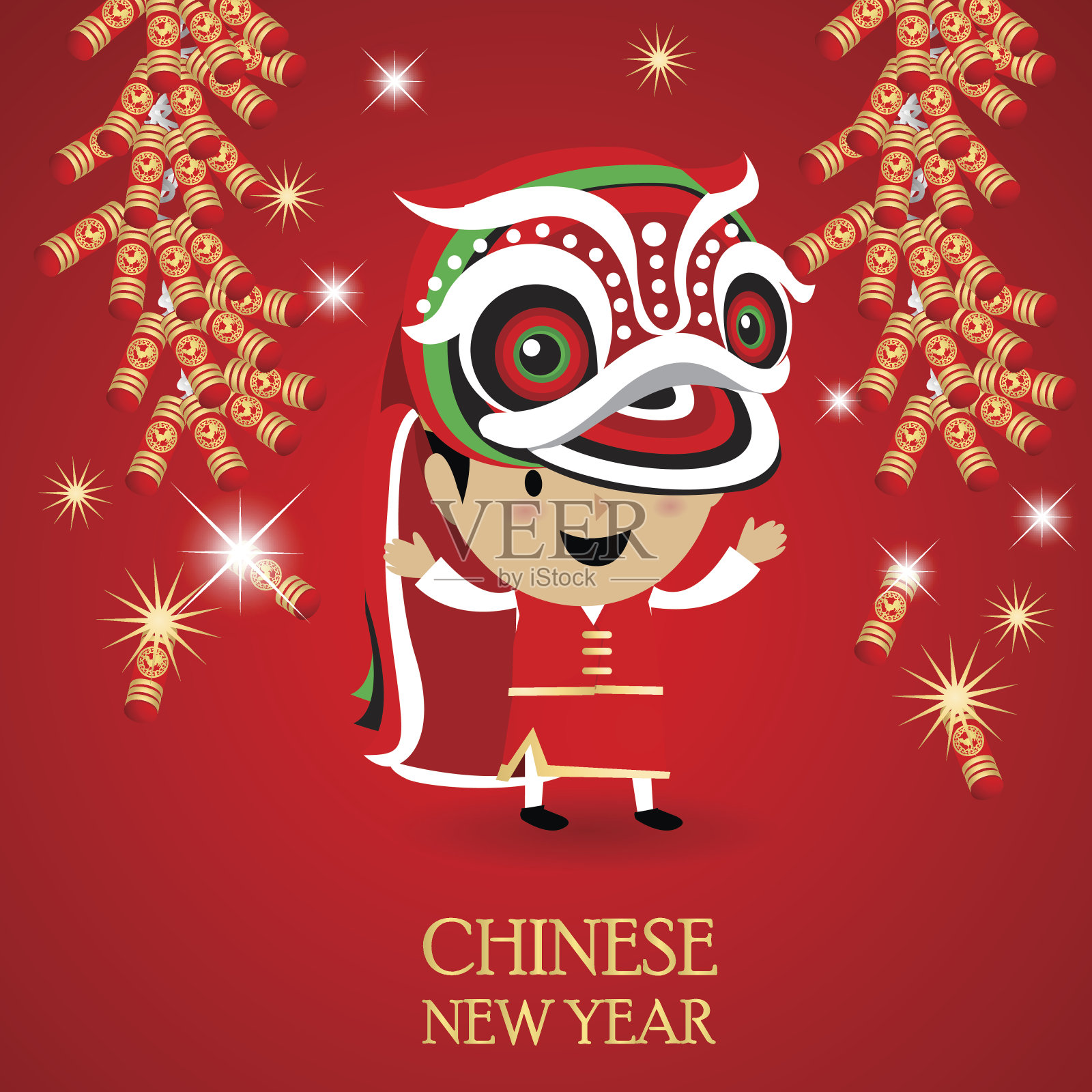 红色背景的中国新年插画图片素材