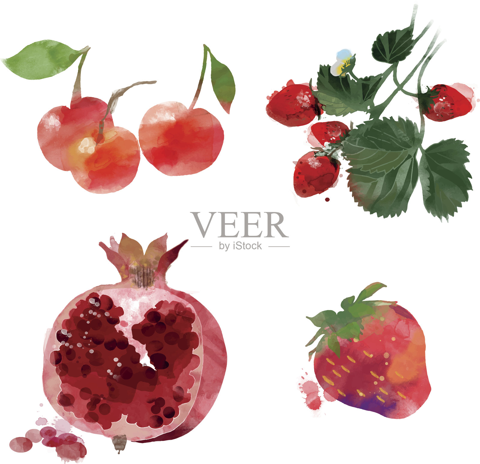 樱桃、草莓、石榴石设计元素图片