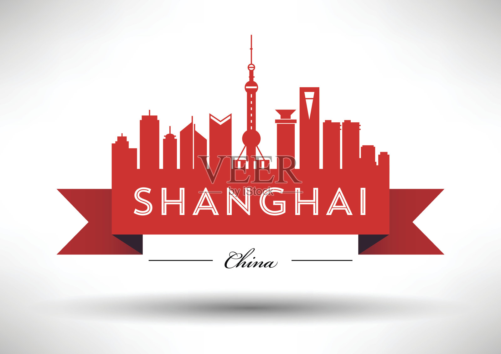 向量上海城市天际线设计插画图片素材