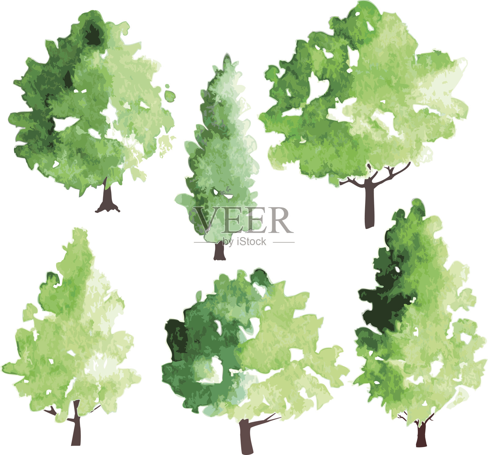 一组不同的落叶树设计元素图片