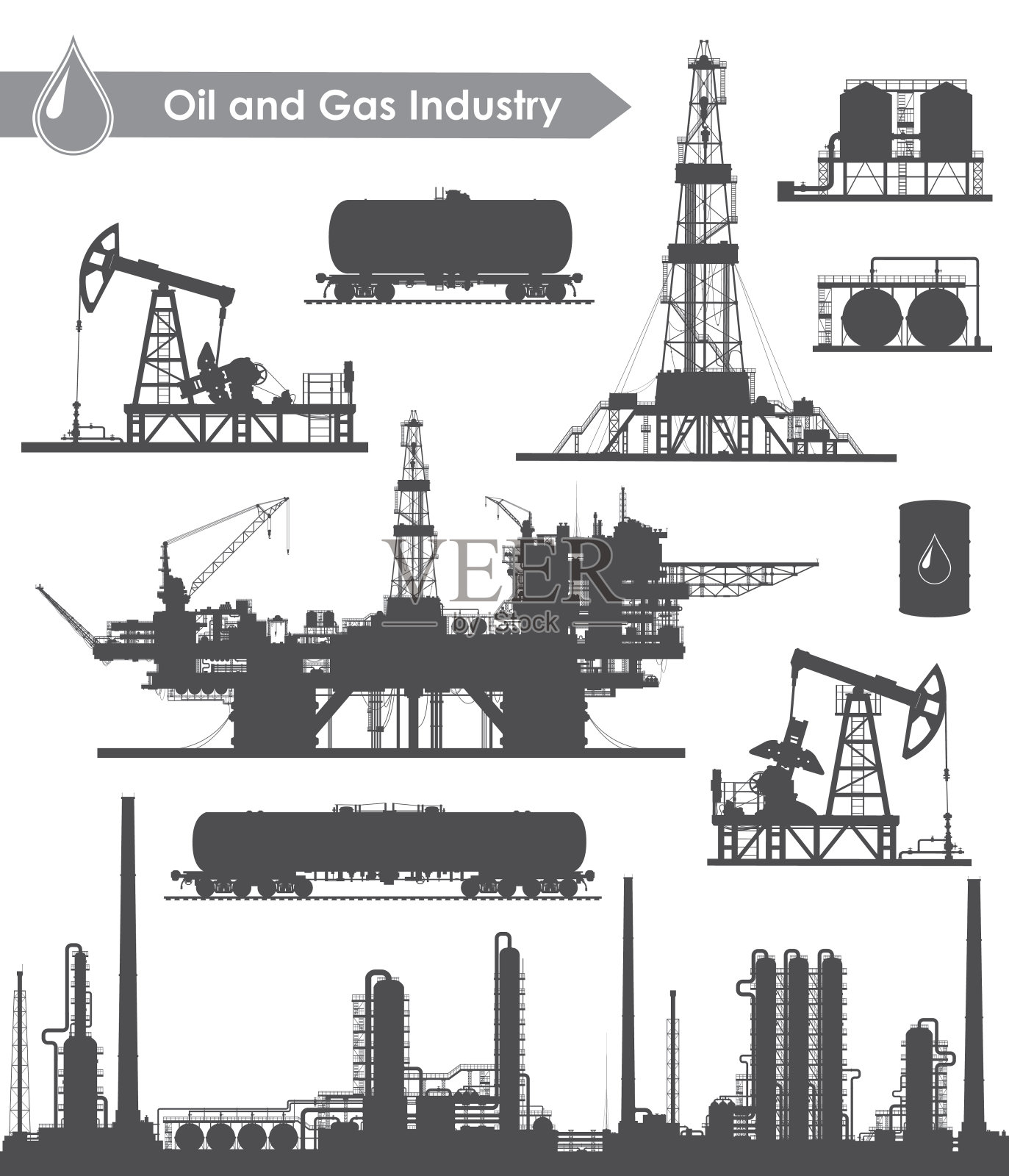 石油工业集插画图片素材