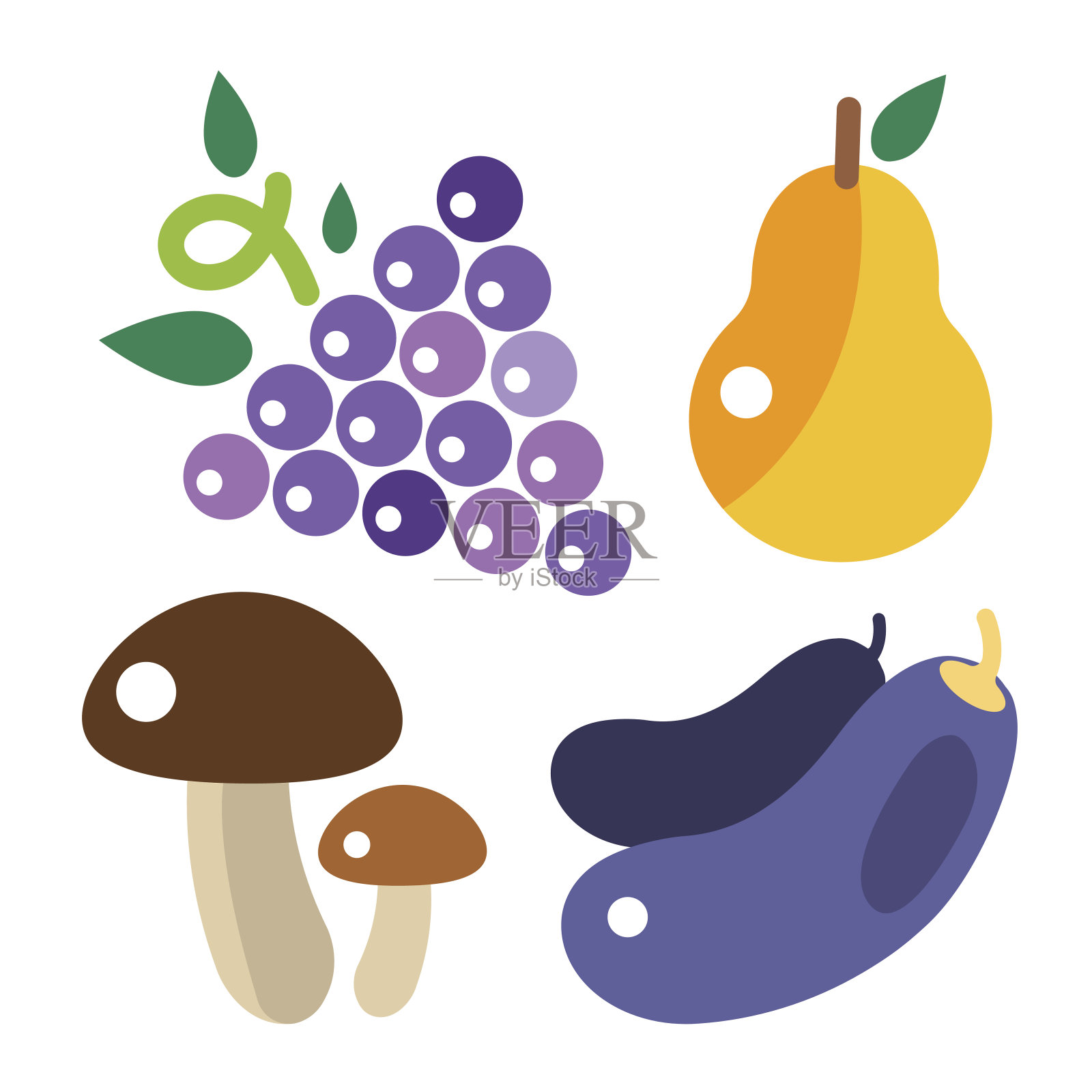 葡萄串和其他食物载体插图。插画图片素材