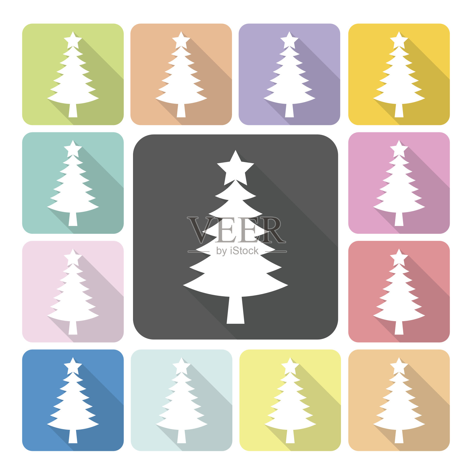 圣诞树图标颜色设置矢量插图插画图片素材