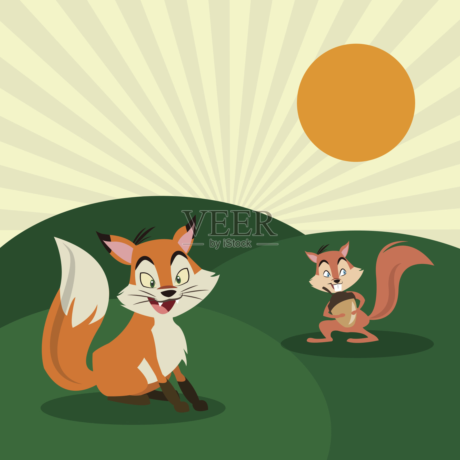 狐狸图标设计，矢量图形，动物插图插画图片素材