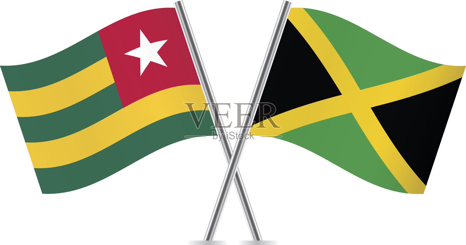 多哥和牙买加国旗。向量。插画图片素材