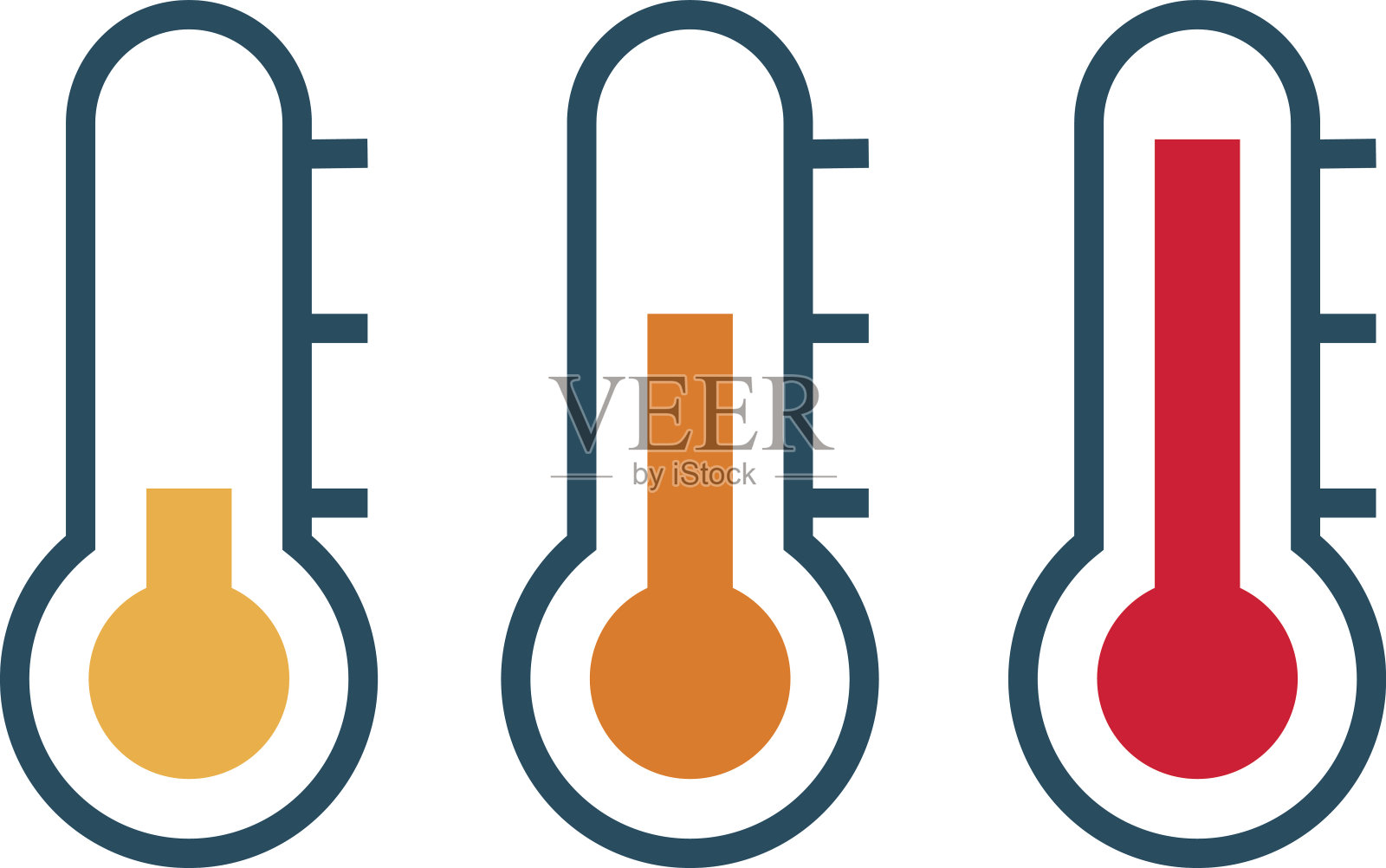 三向量温度计显示温度从暖到热插画图片素材