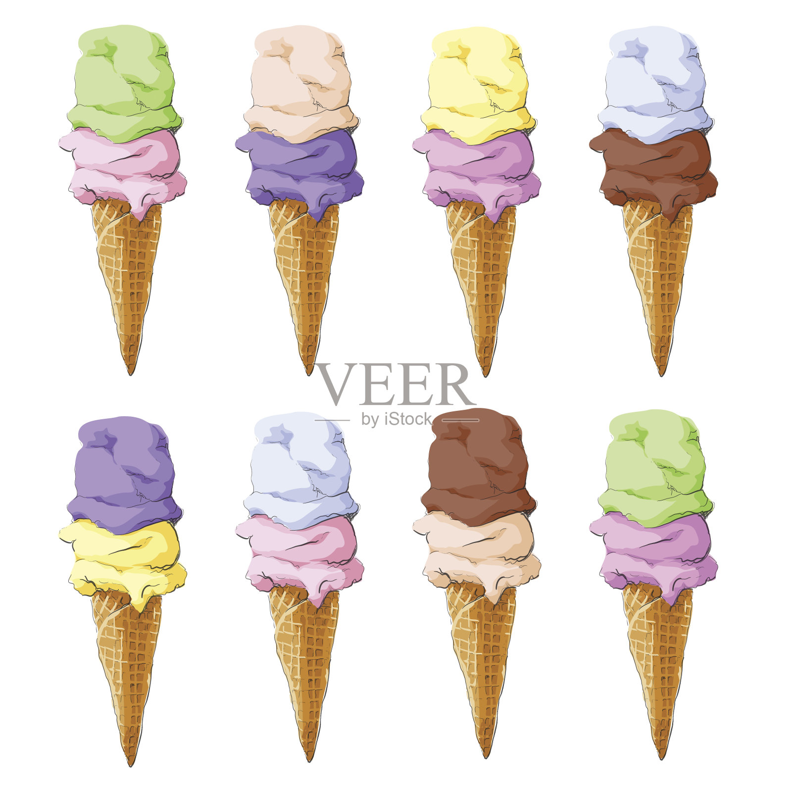 很多不同的冰淇淋角设计元素图片