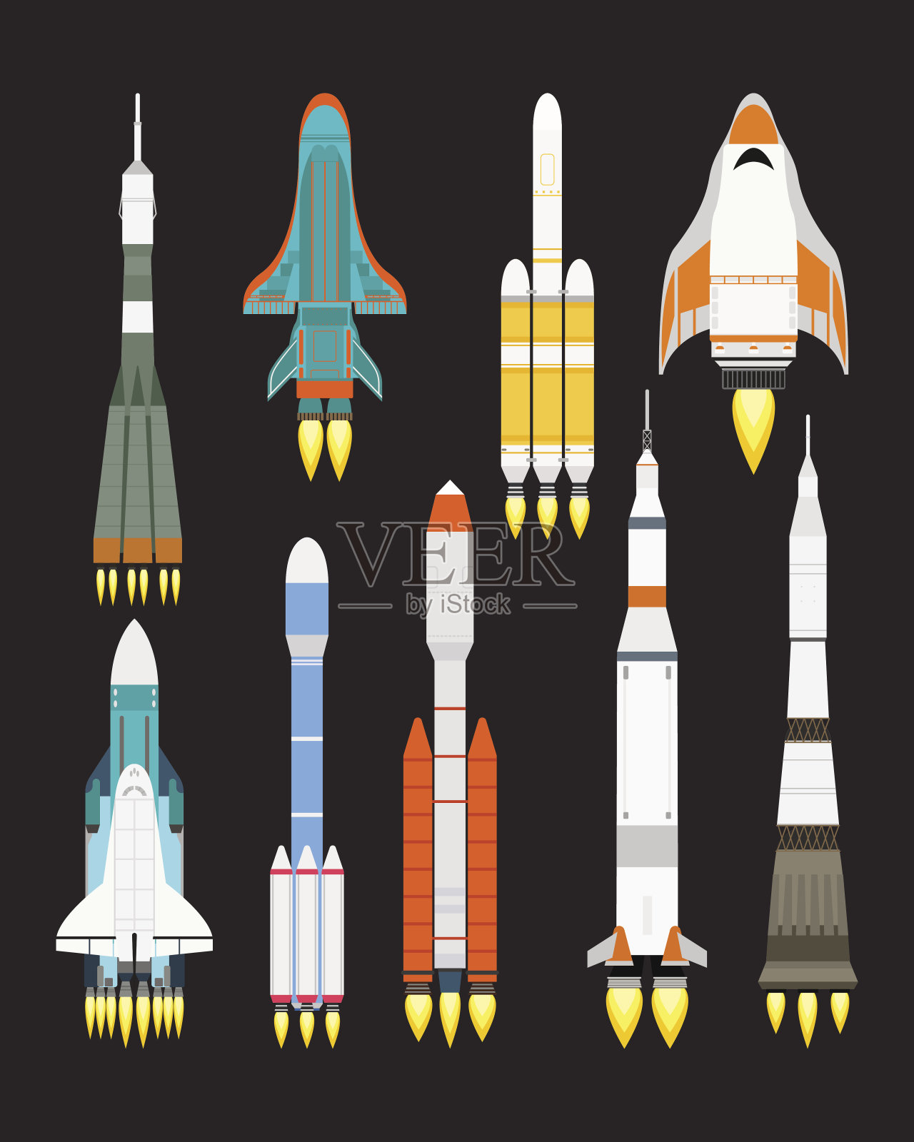 矢量技术飞船火箭卡通设计为创业创新产品和宇宙幻想太空发射图形探索插画图片素材