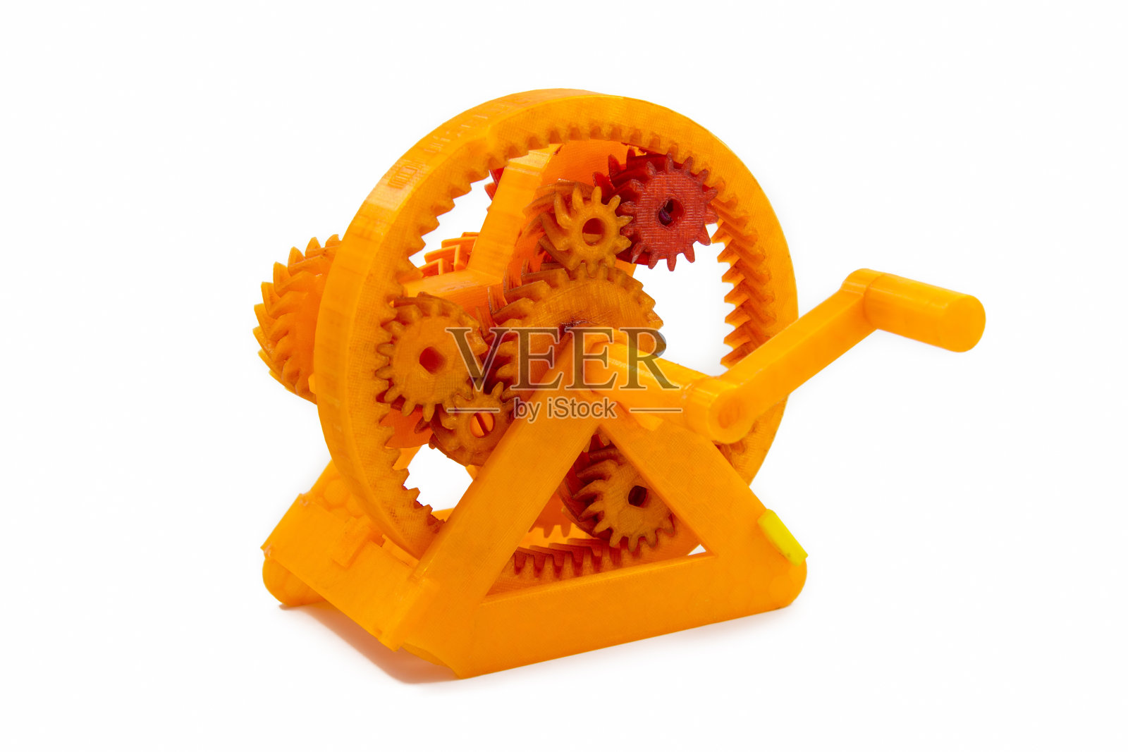 橙色齿轮形状的对象打印与3D打印机照片摄影图片
