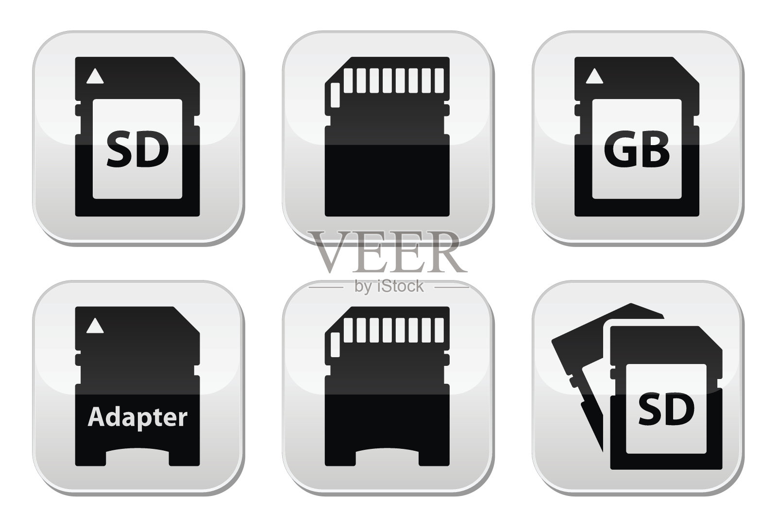 SD，内存卡，适配器按钮设置插画图片素材